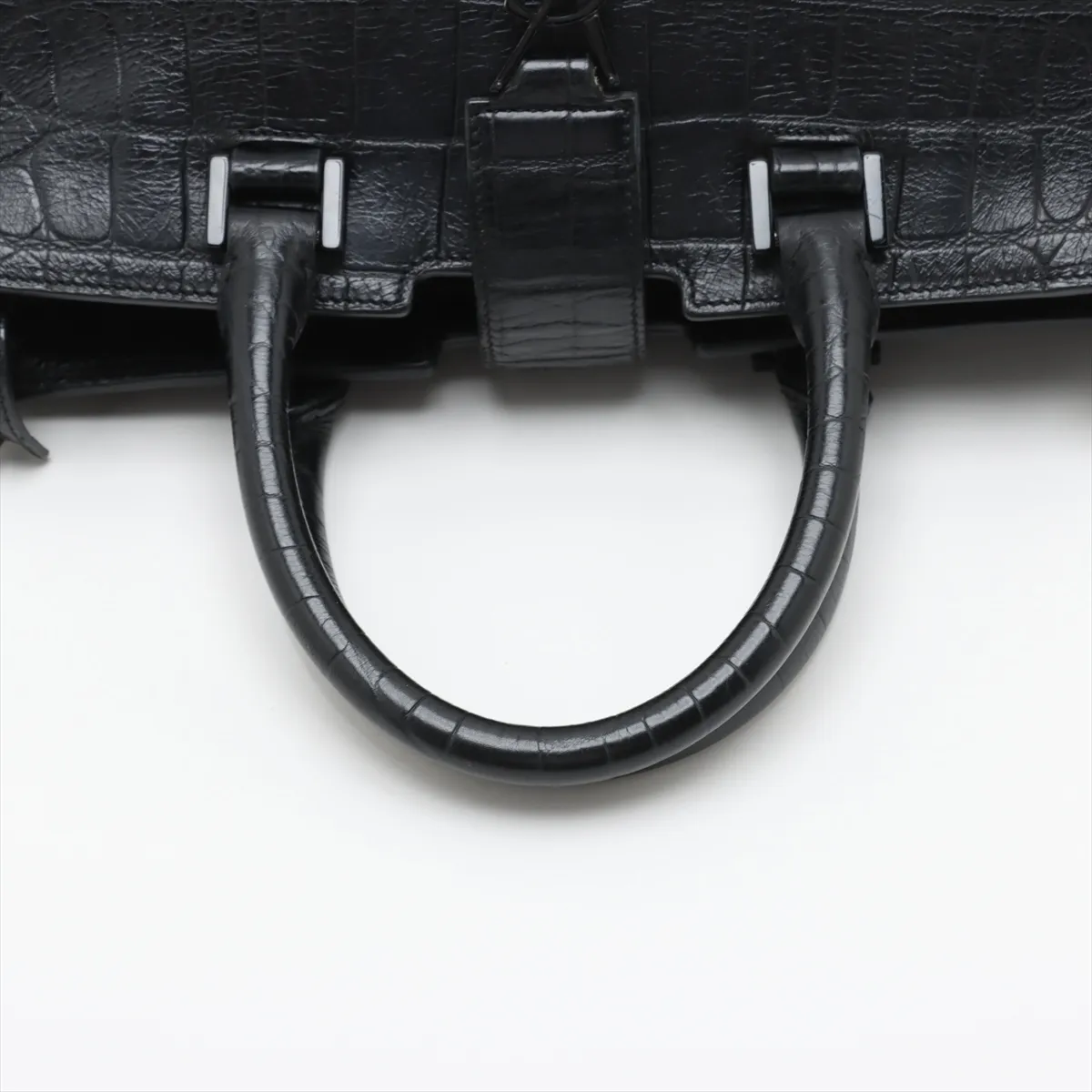 Baby Cabas Croco Embossed 2WAY Handbag Black 394461 — view 5