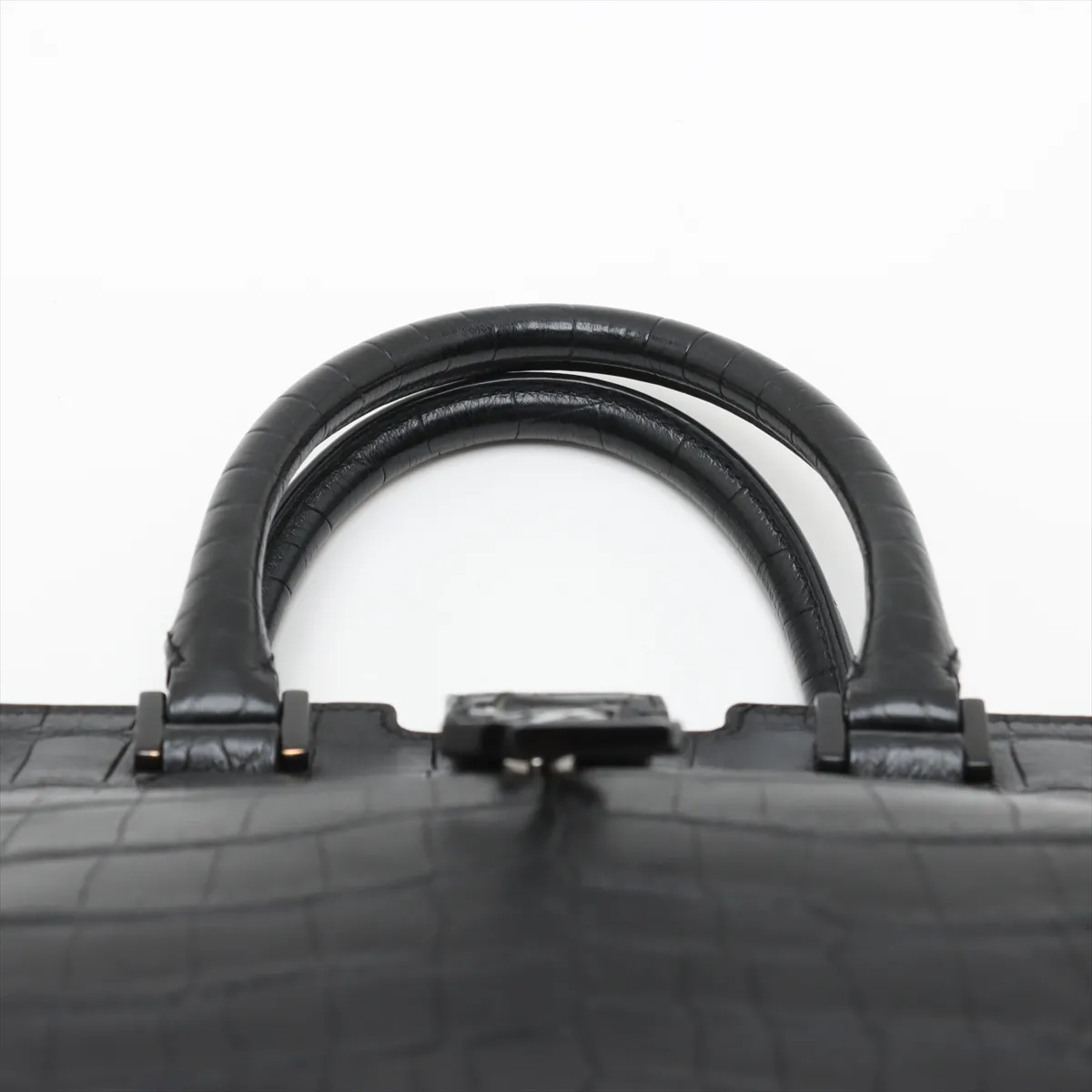 Baby Cabas Croco Embossed 2WAY Handbag Black 394461 — view 6