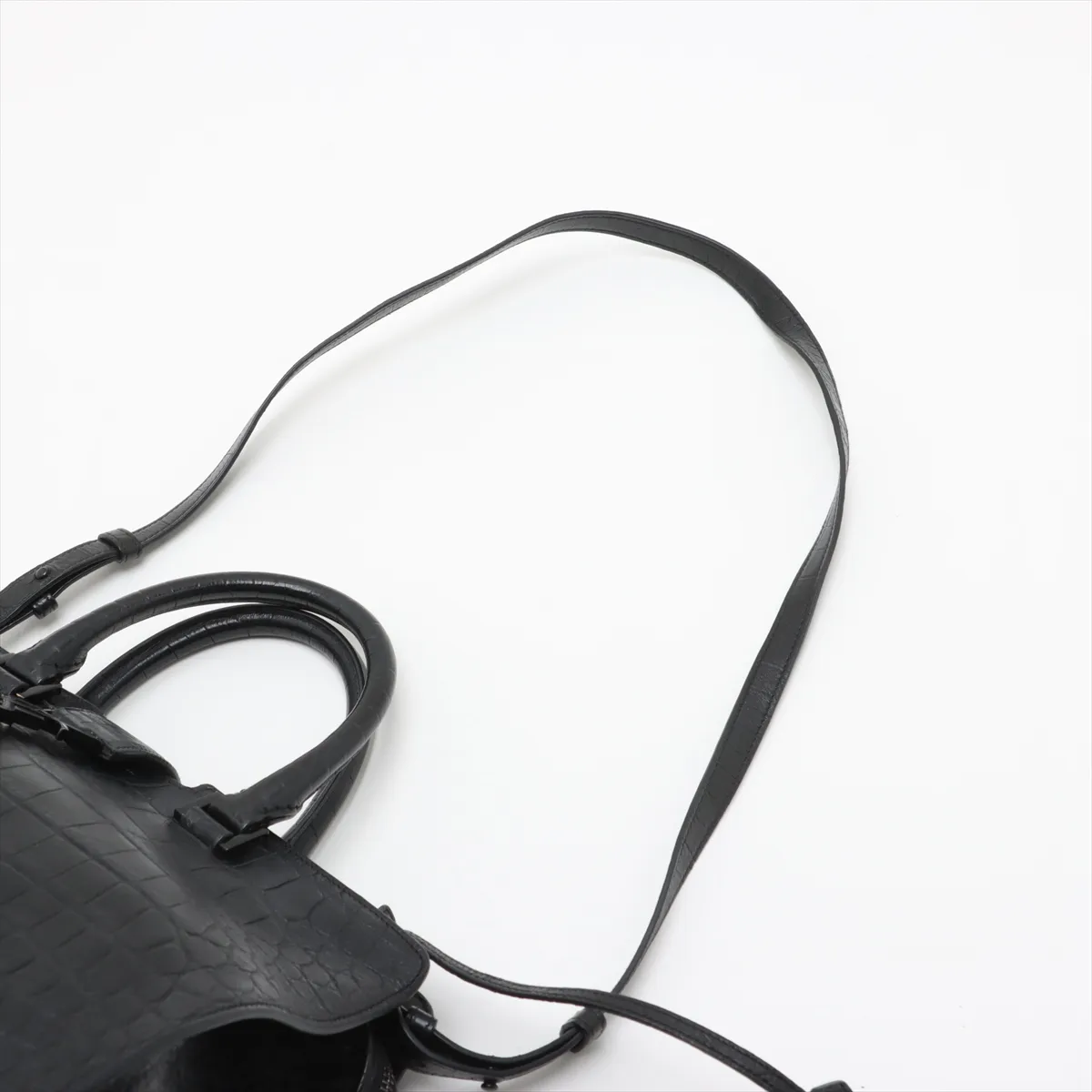 Baby Cabas Croco Embossed 2WAY Handbag Black 394461 — view 7