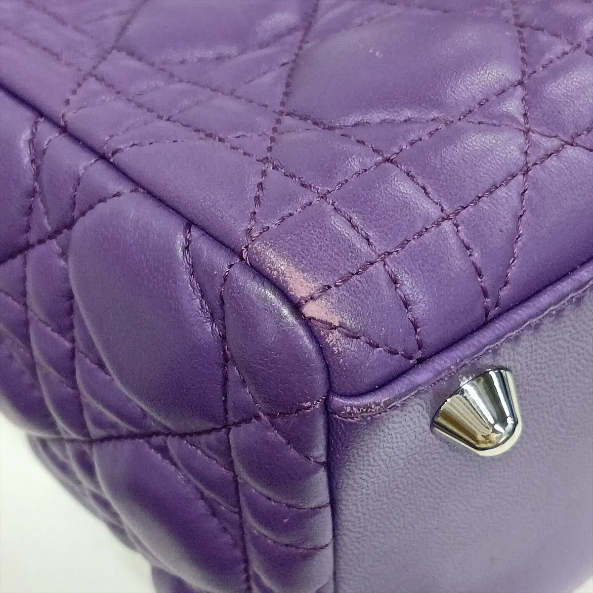 Cannage Lady Dior Large Leather 2-Way Handbag, Purple — view 12