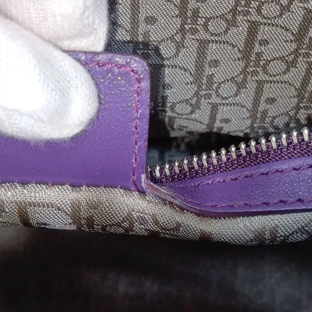 Cannage Lady Dior Large Leather 2-Way Handbag, Purple — view 15