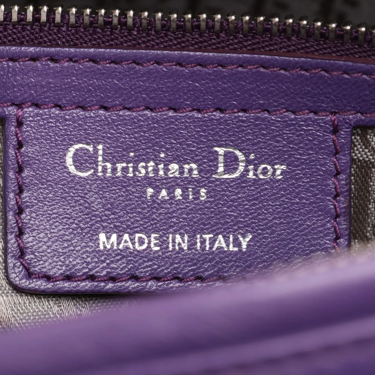 Cannage Lady Dior Large Leather 2-Way Handbag, Purple — view 10