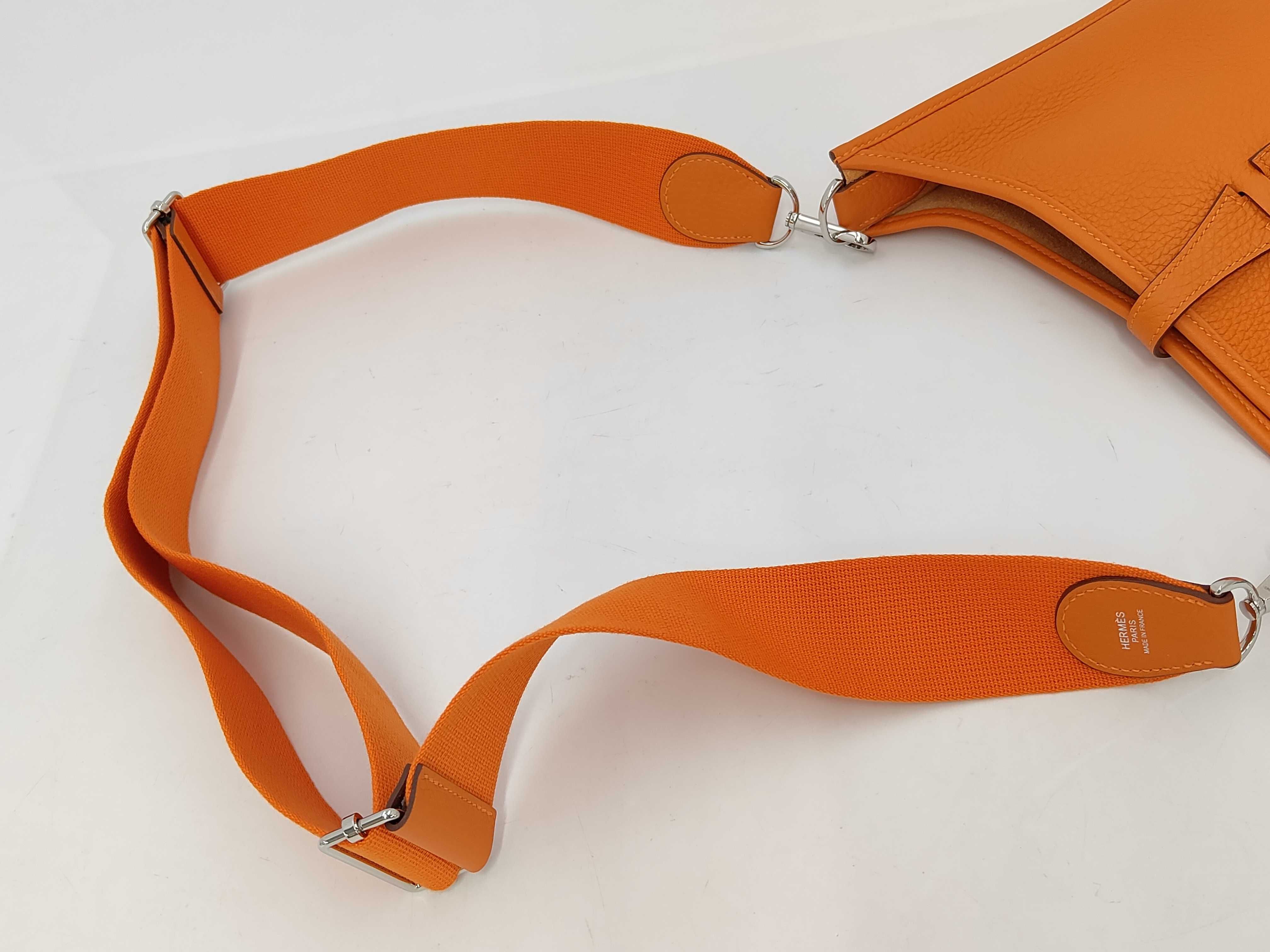 Evelyne 3PM Taurillon Leather Shoulder Bag (Orange, W Stamp) — view 3