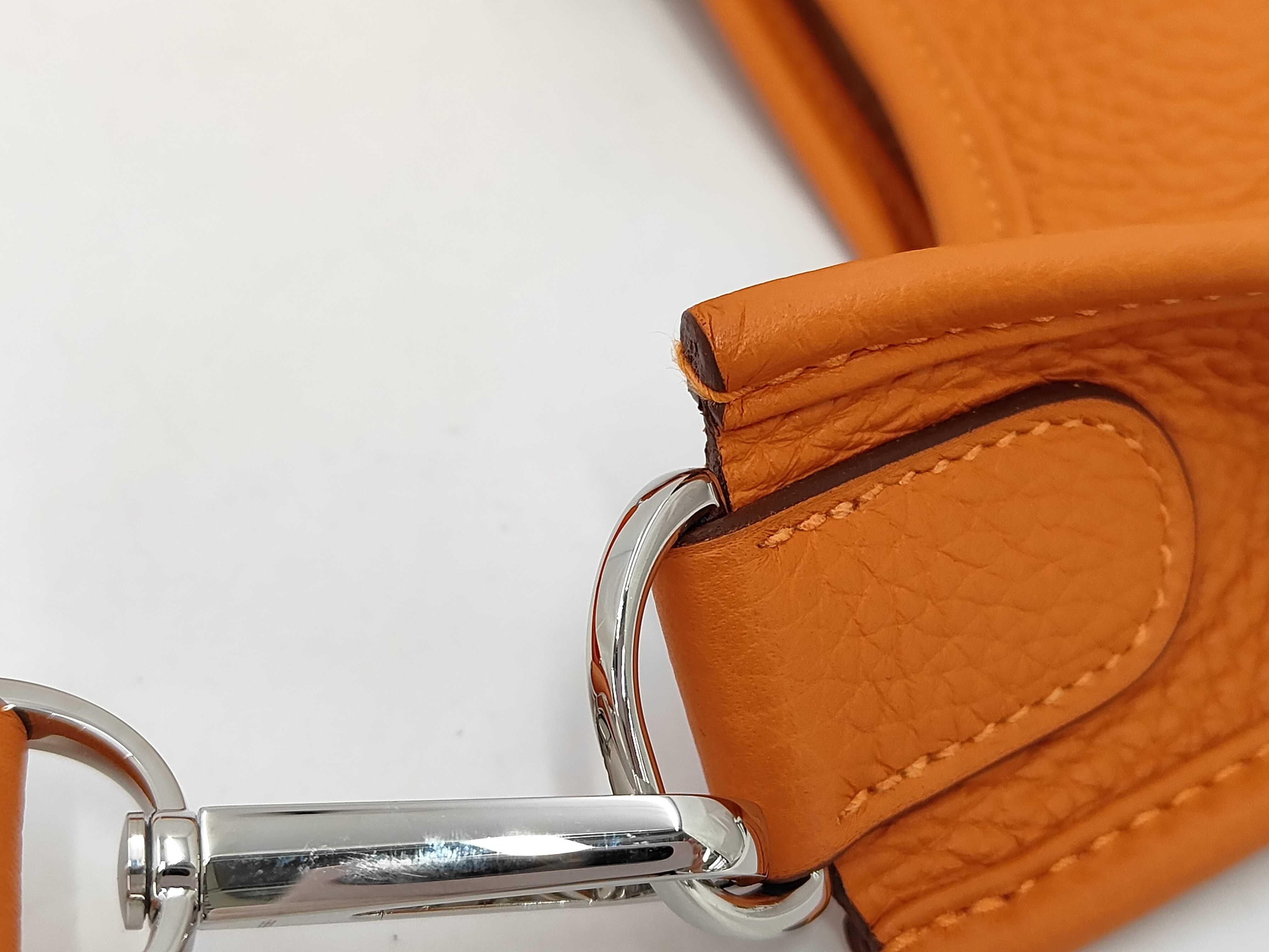 Evelyne 3PM Taurillon Leather Shoulder Bag (Orange, W Stamp) — view 5