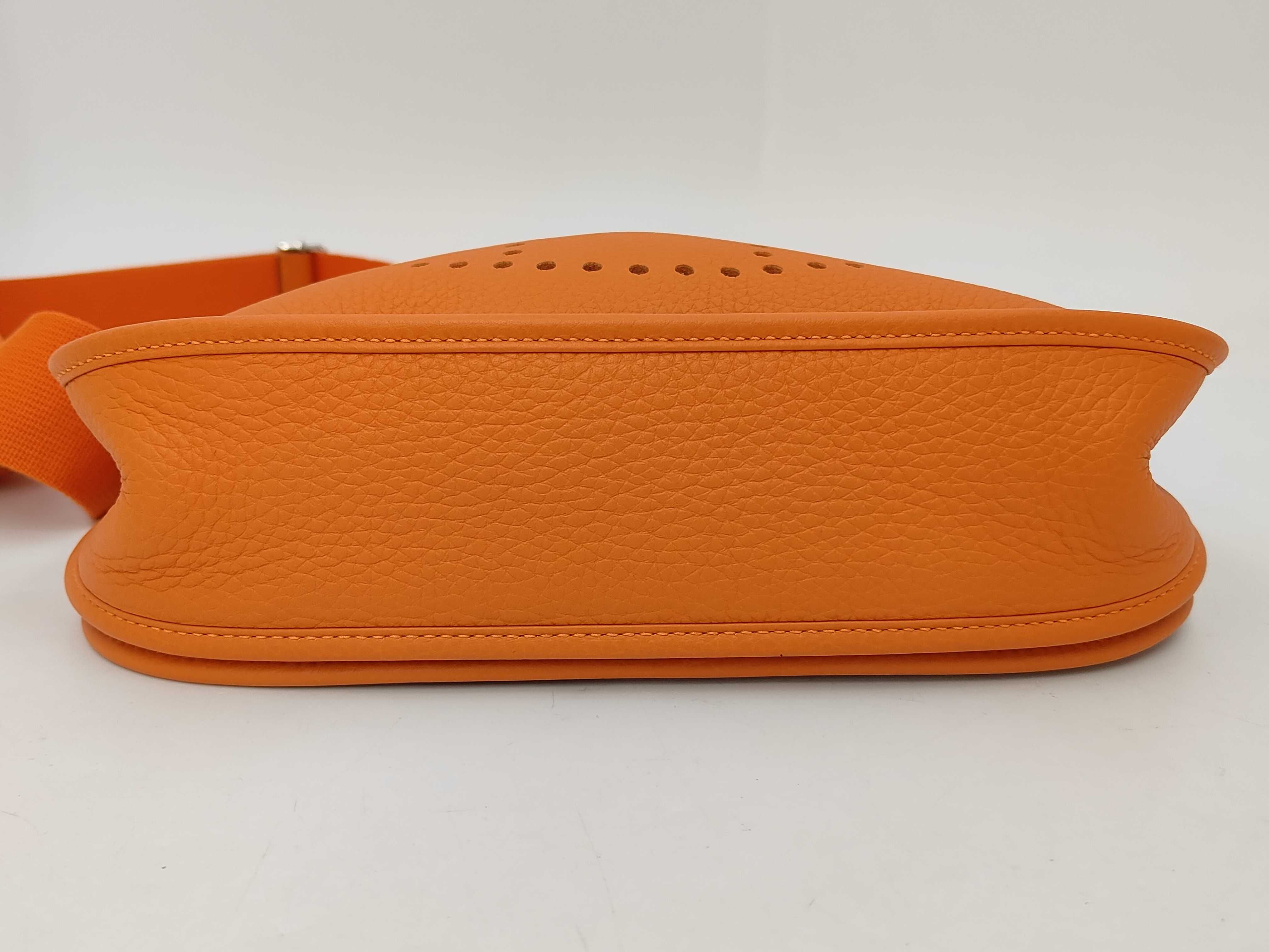 Evelyne 3PM Taurillon Leather Shoulder Bag (Orange, W Stamp) — view 7