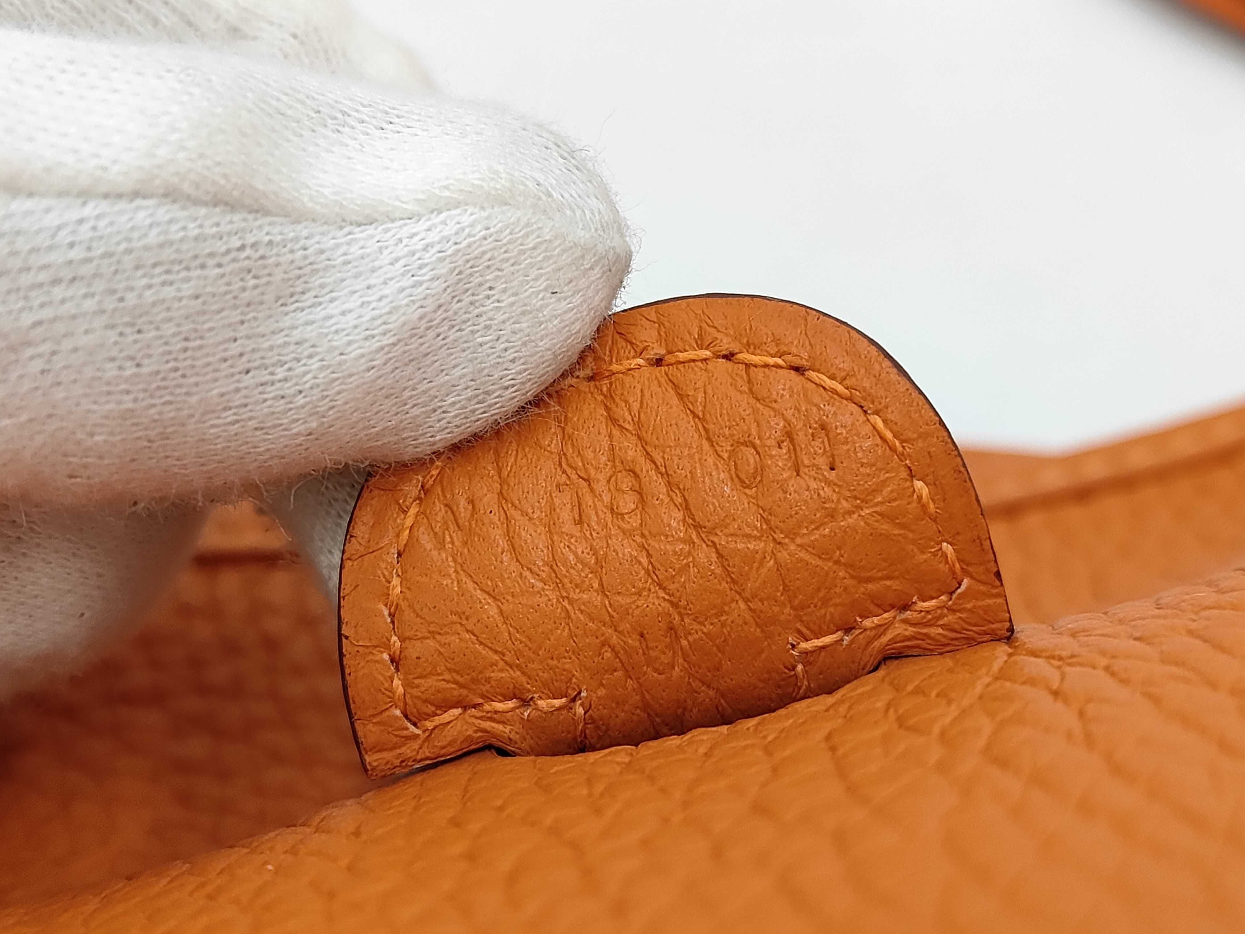 Evelyne 3PM Taurillon Leather Shoulder Bag (Orange, W Stamp) — view 8