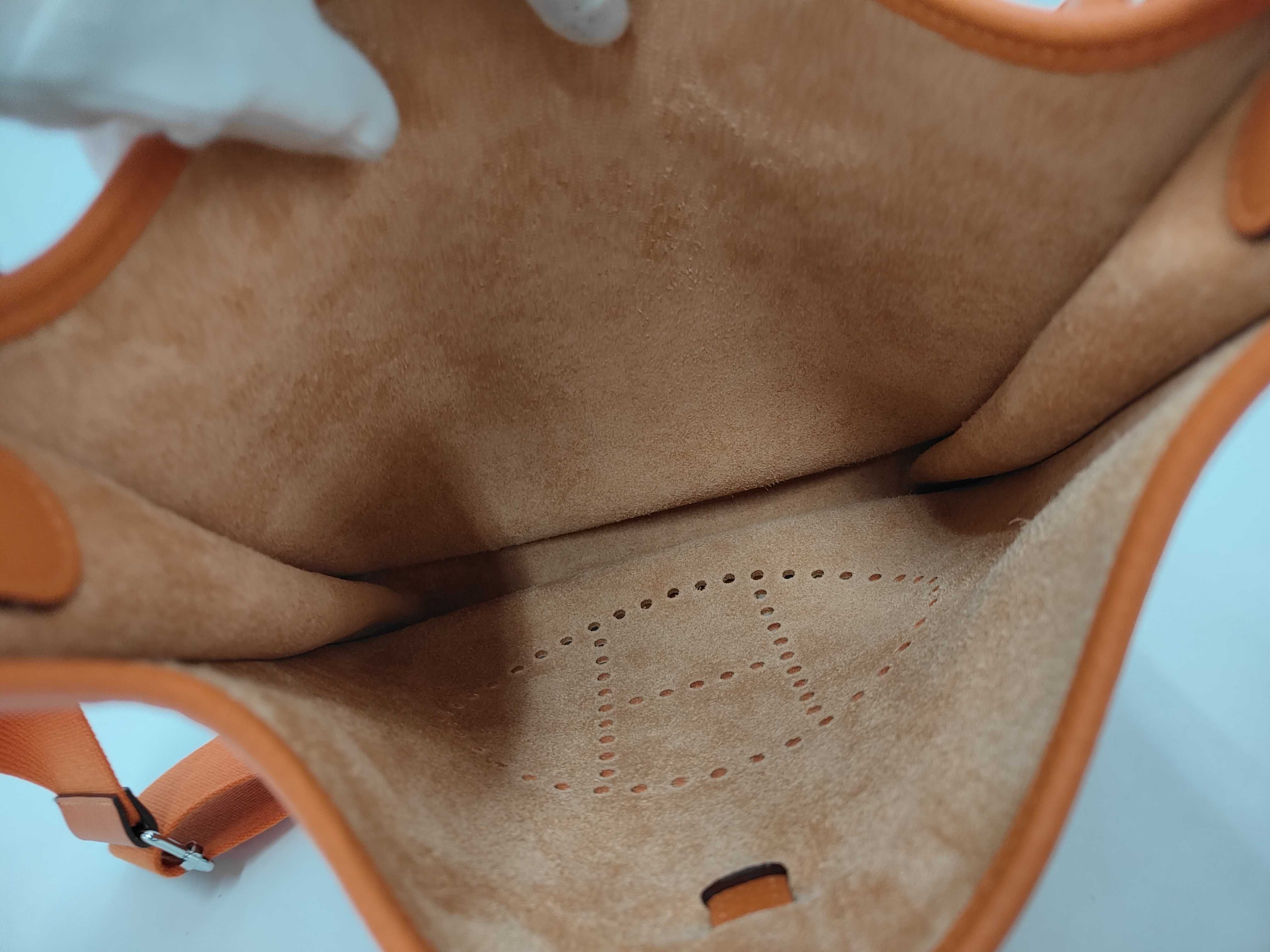 Evelyne 3PM Taurillon Leather Shoulder Bag (Orange, W Stamp) — view 9
