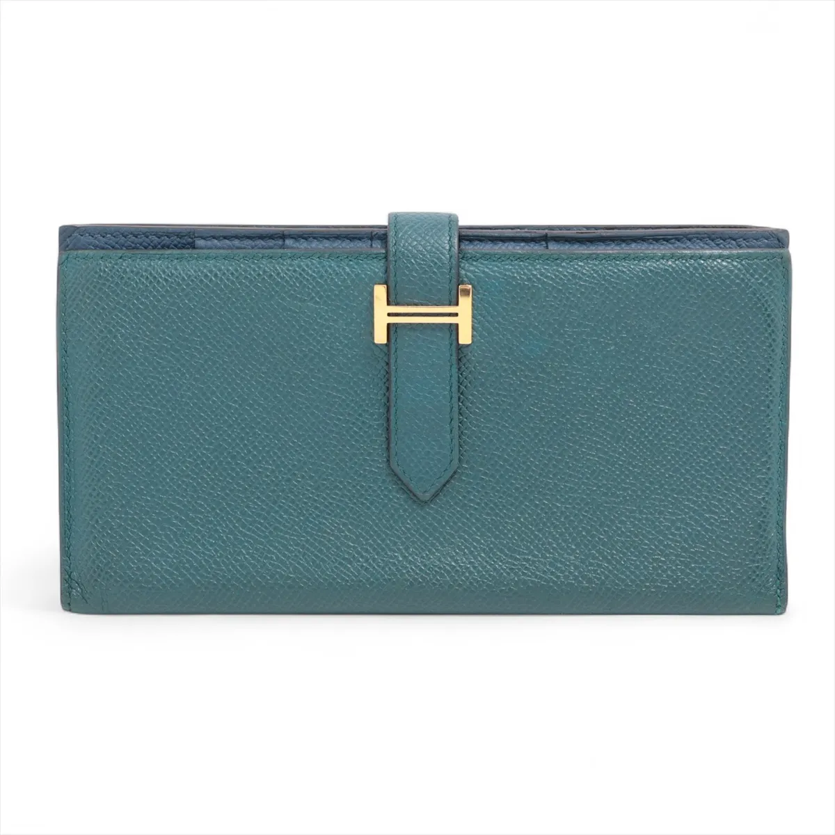 Bearn Soufflé Verso Veau Epsom Long Wallet, Deep Blue x Vert Bosphore, Gold Hardware, D: 2019