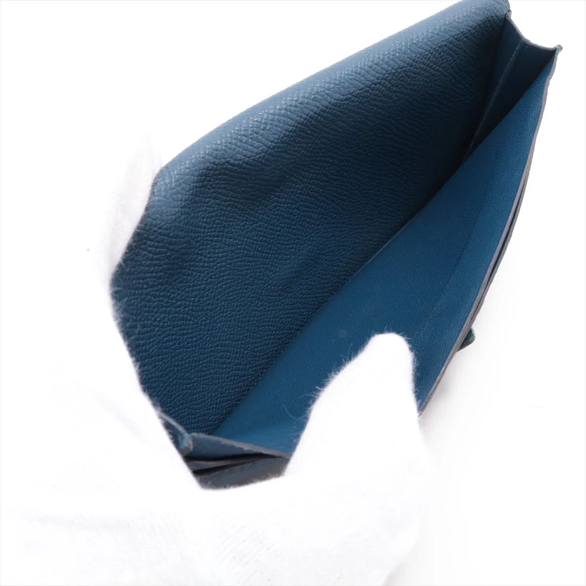 Bearn Soufflé Verso Veau Epsom Long Wallet, Deep Blue x Vert Bosphore, Gold Hardware, D: 2019 — view 6