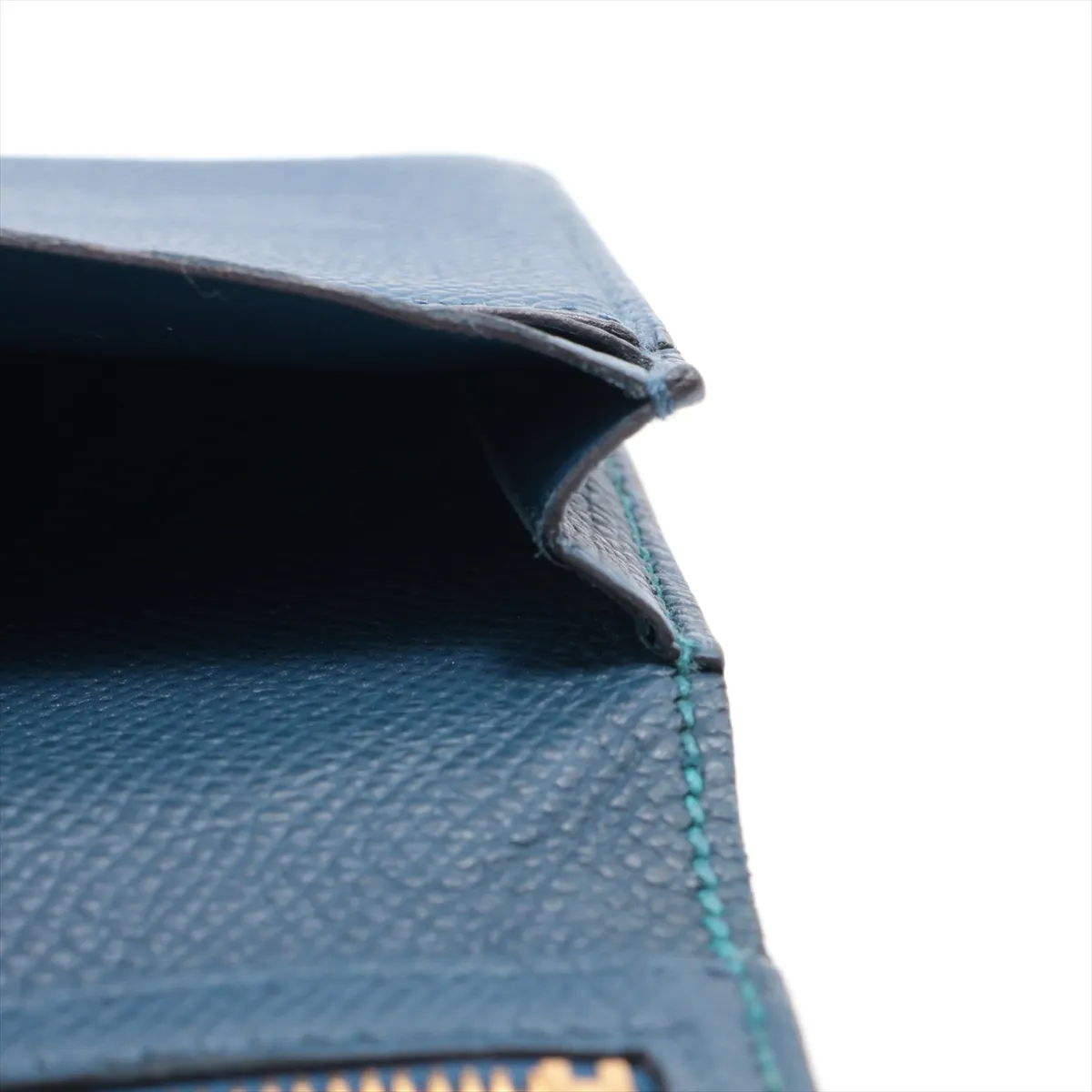 Bearn Soufflé Verso Veau Epsom Long Wallet, Deep Blue x Vert Bosphore, Gold Hardware, D: 2019 — view 10