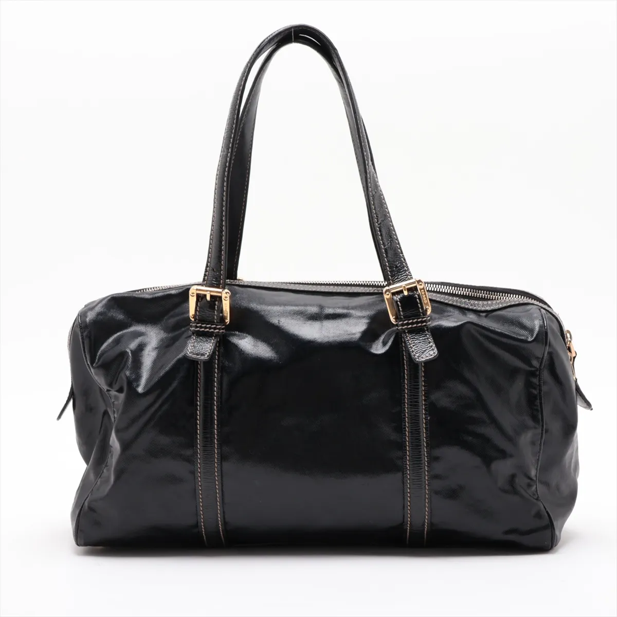Interlocking G 170010 Patent Leather Handbag, Black — view 2