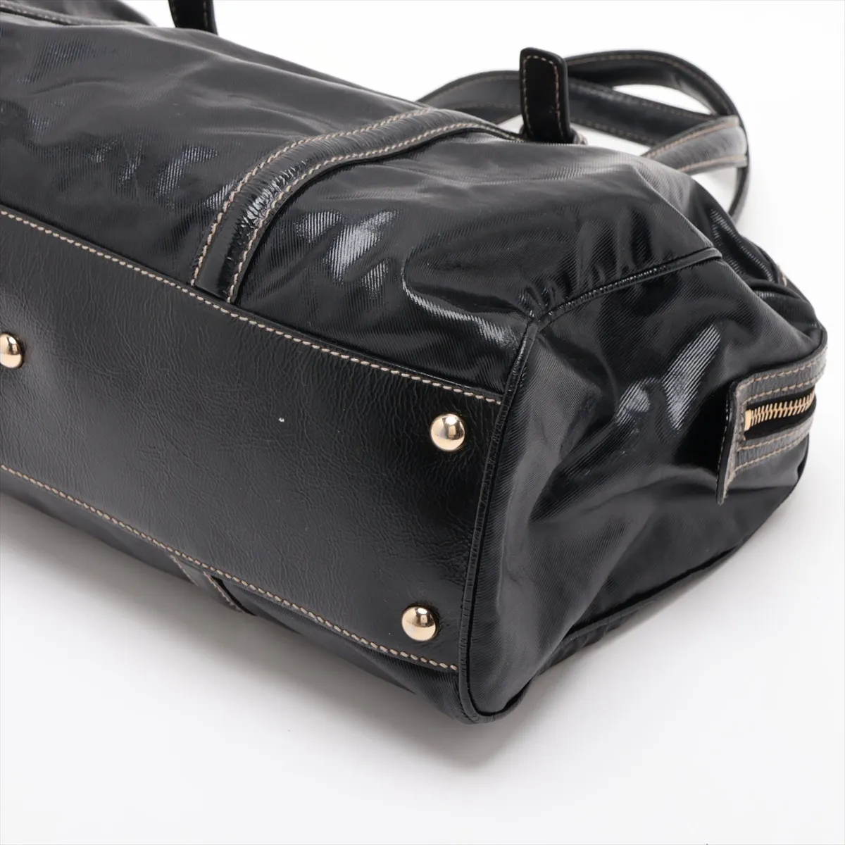 Interlocking G 170010 Patent Leather Handbag, Black — view 3