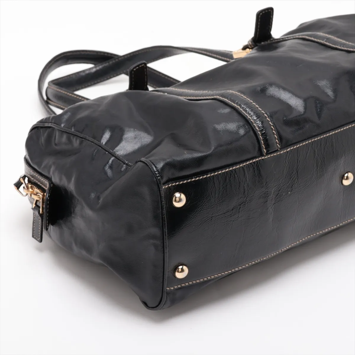 Interlocking G 170010 Patent Leather Handbag, Black — view 4
