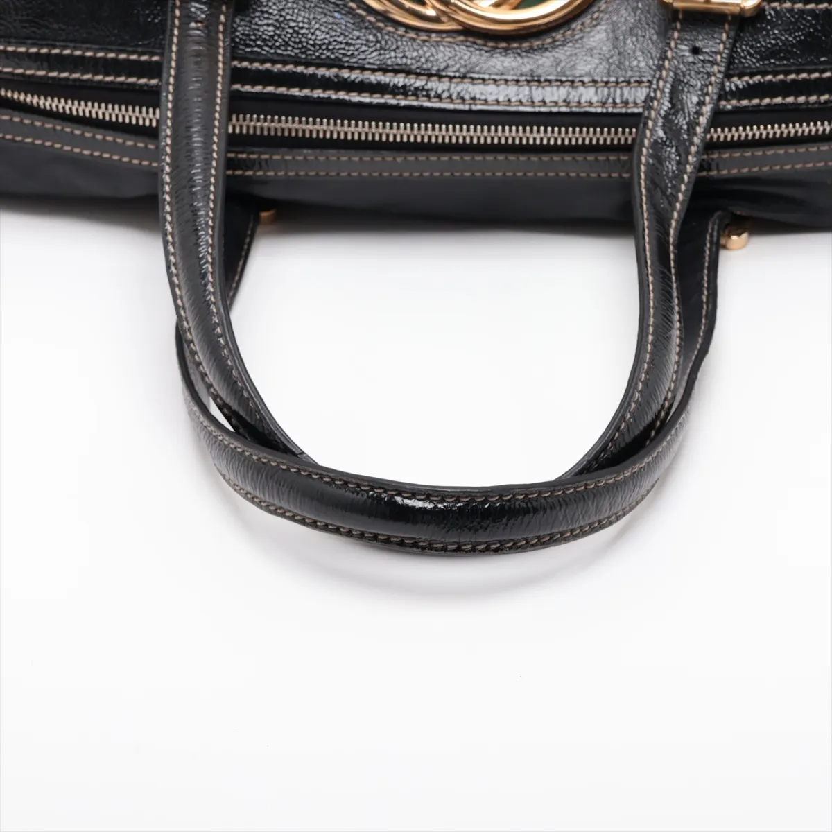 Interlocking G 170010 Patent Leather Handbag, Black — view 5
