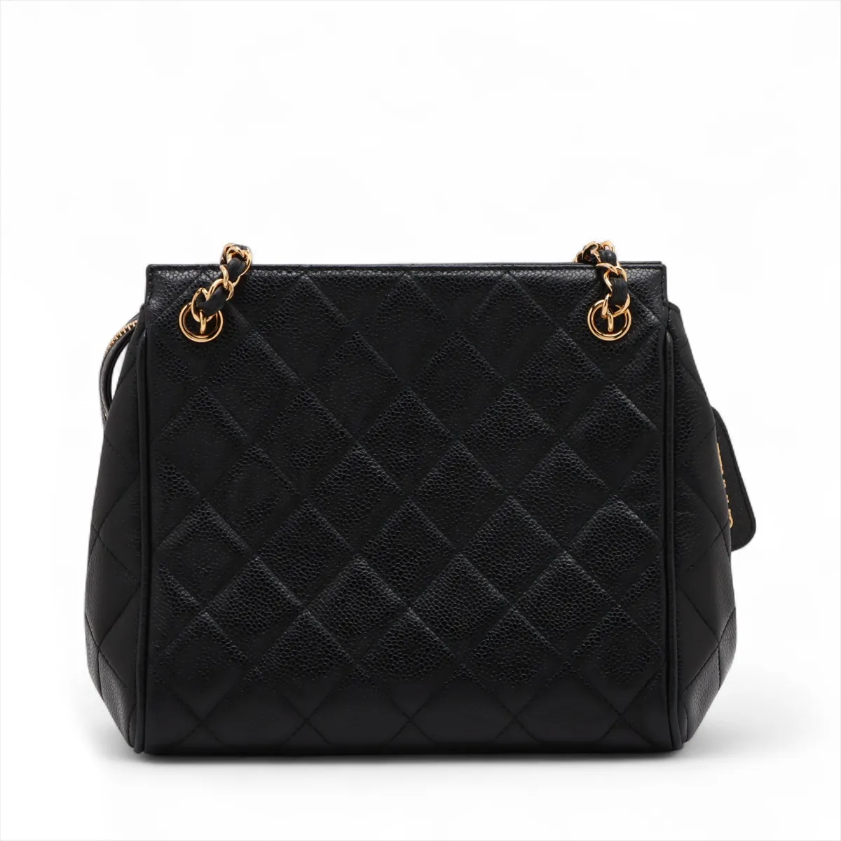Matelasse Caviar Skin Chain Tote Bag Black Gold Hardware 3853291 No. 3 Guarantee Discoloration — view 2