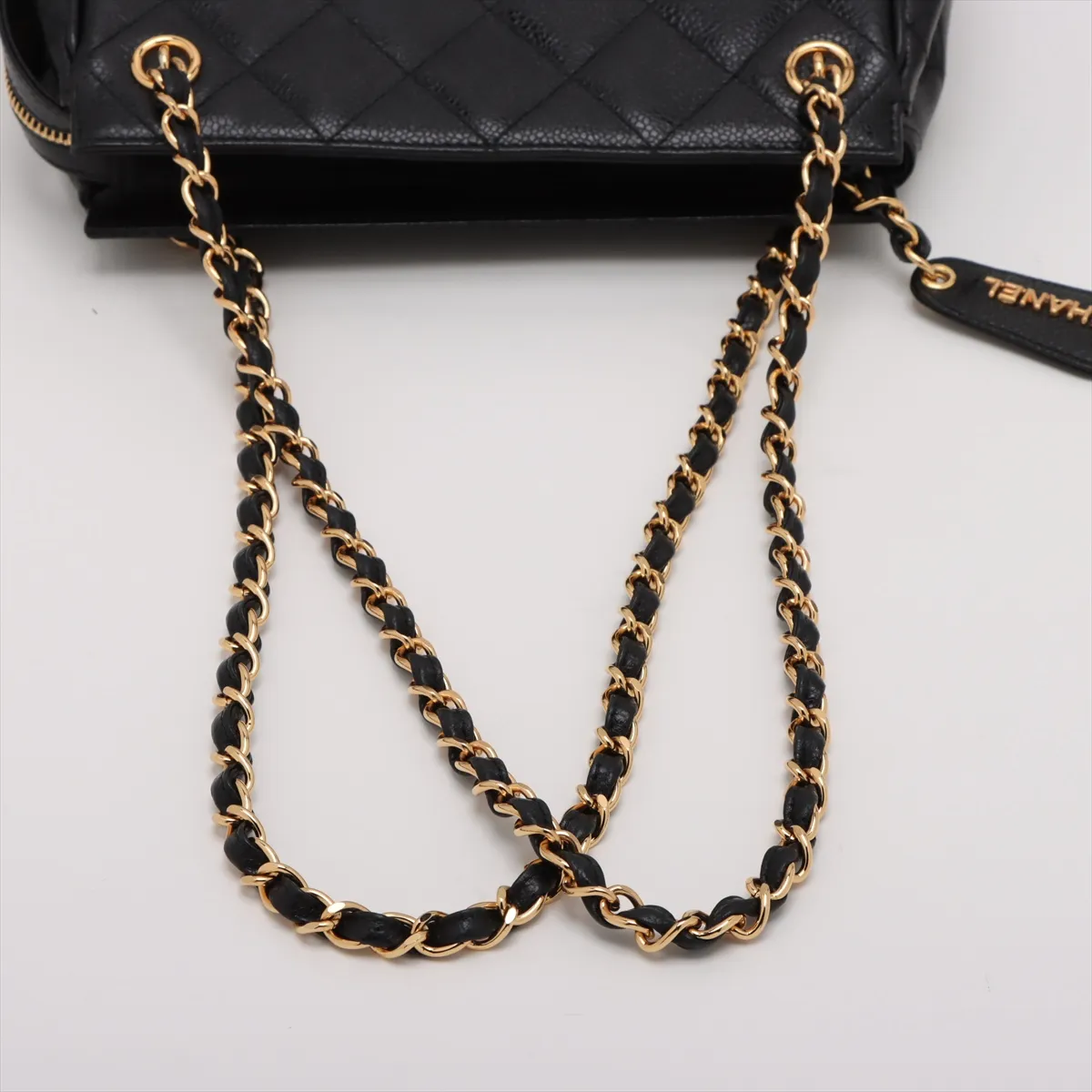 Matelasse Caviar Skin Chain Tote Bag Black Gold Hardware 3853291 No. 3 Guarantee Discoloration — view 5