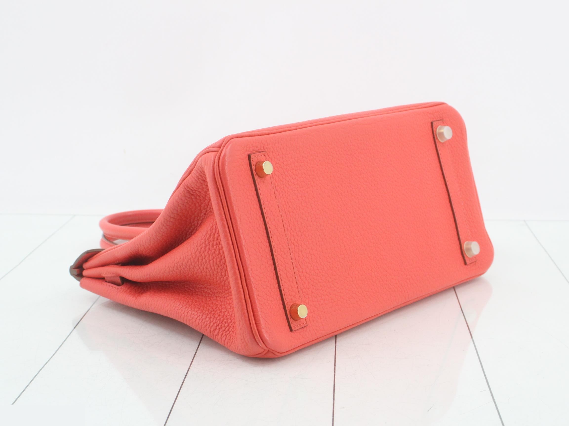 Birkin 30 Leather Handbag, R Stamp, Pink — view 6