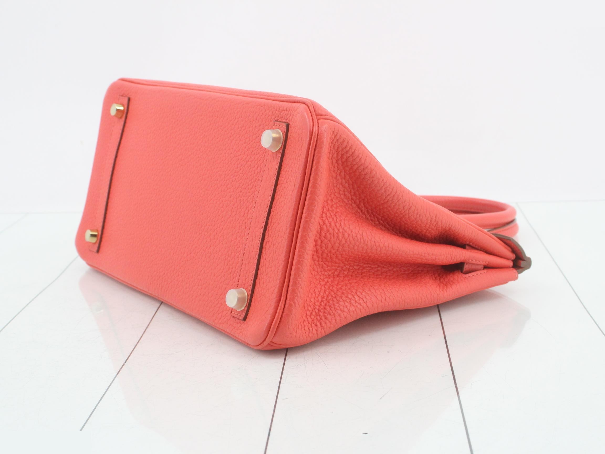 Birkin 30 Leather Handbag, R Stamp, Pink — view 7