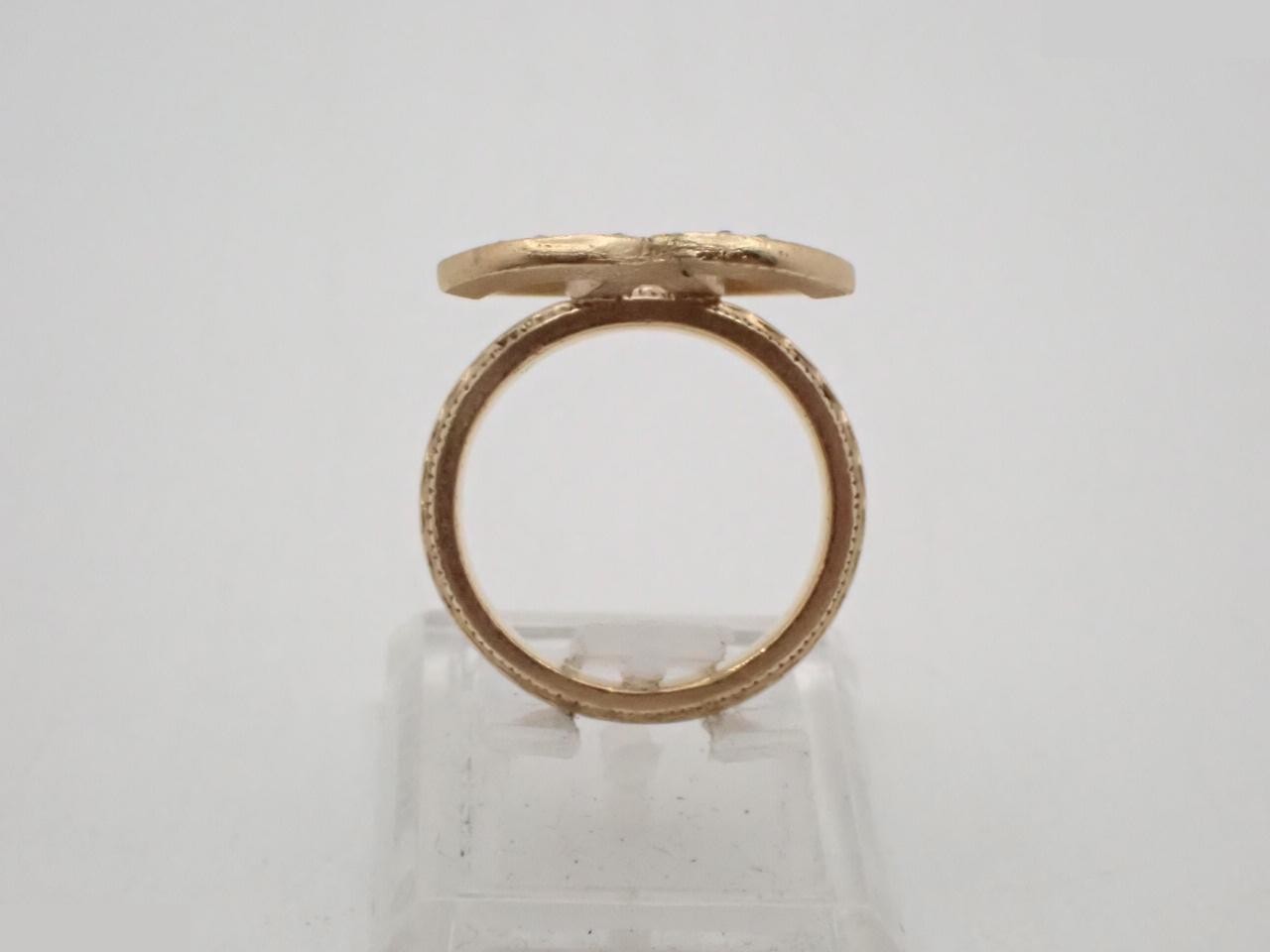 Coco Mark Rhinestone Ring, Gold, 09A, #12 — view 3