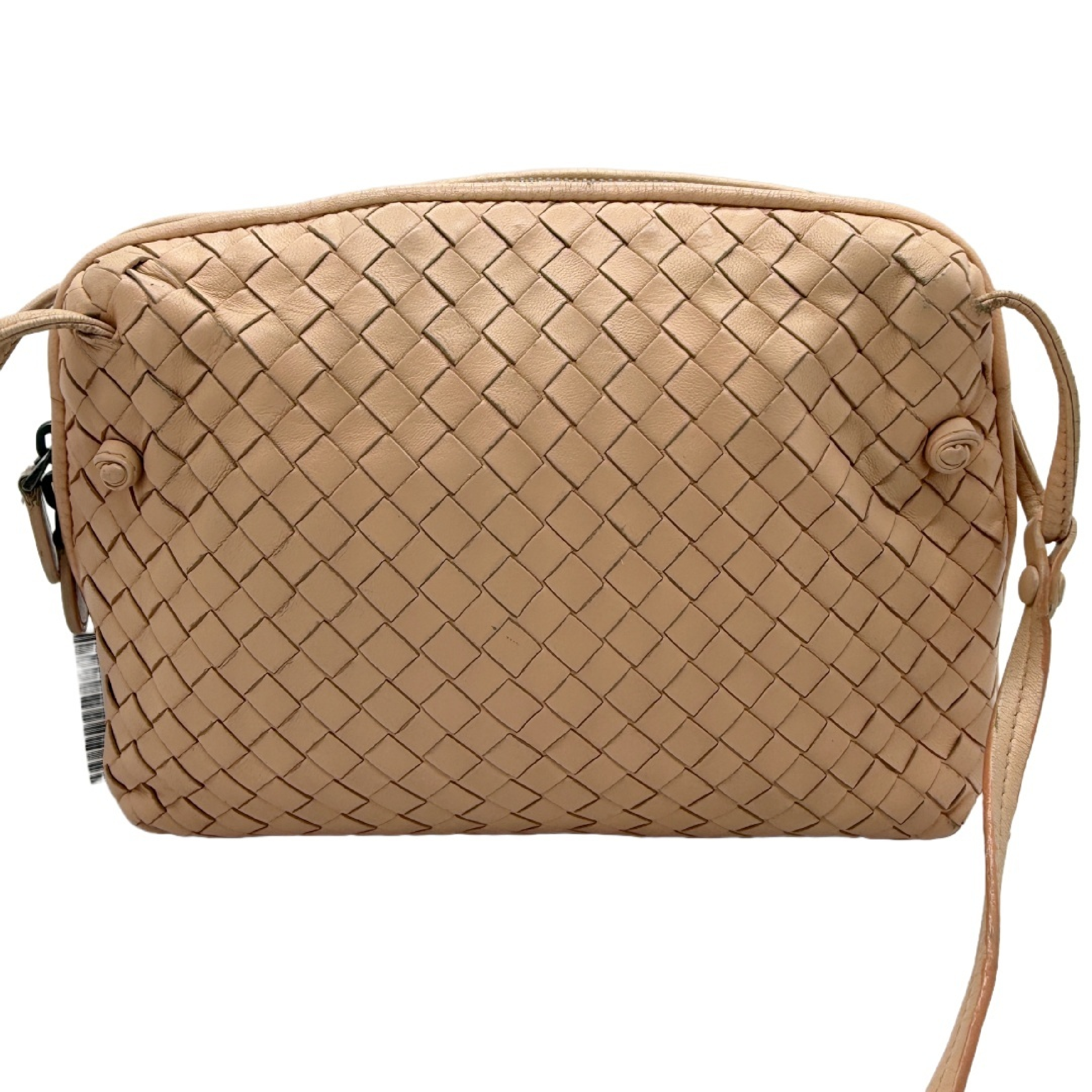 Intrecciato Leather Handbag, Pink Beige Shoulder Bag — view 2