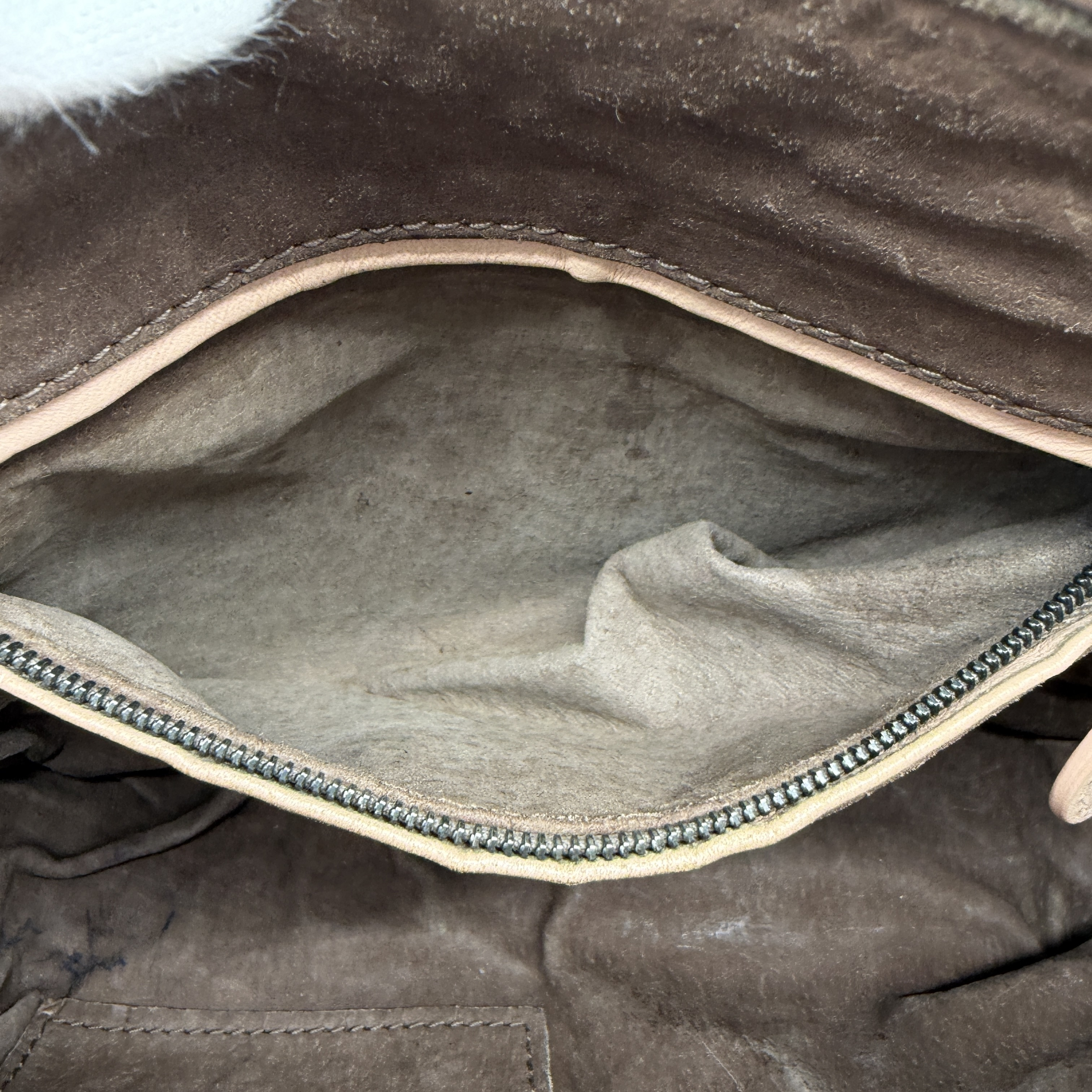 Intrecciato Leather Handbag, Pink Beige Shoulder Bag — view 9