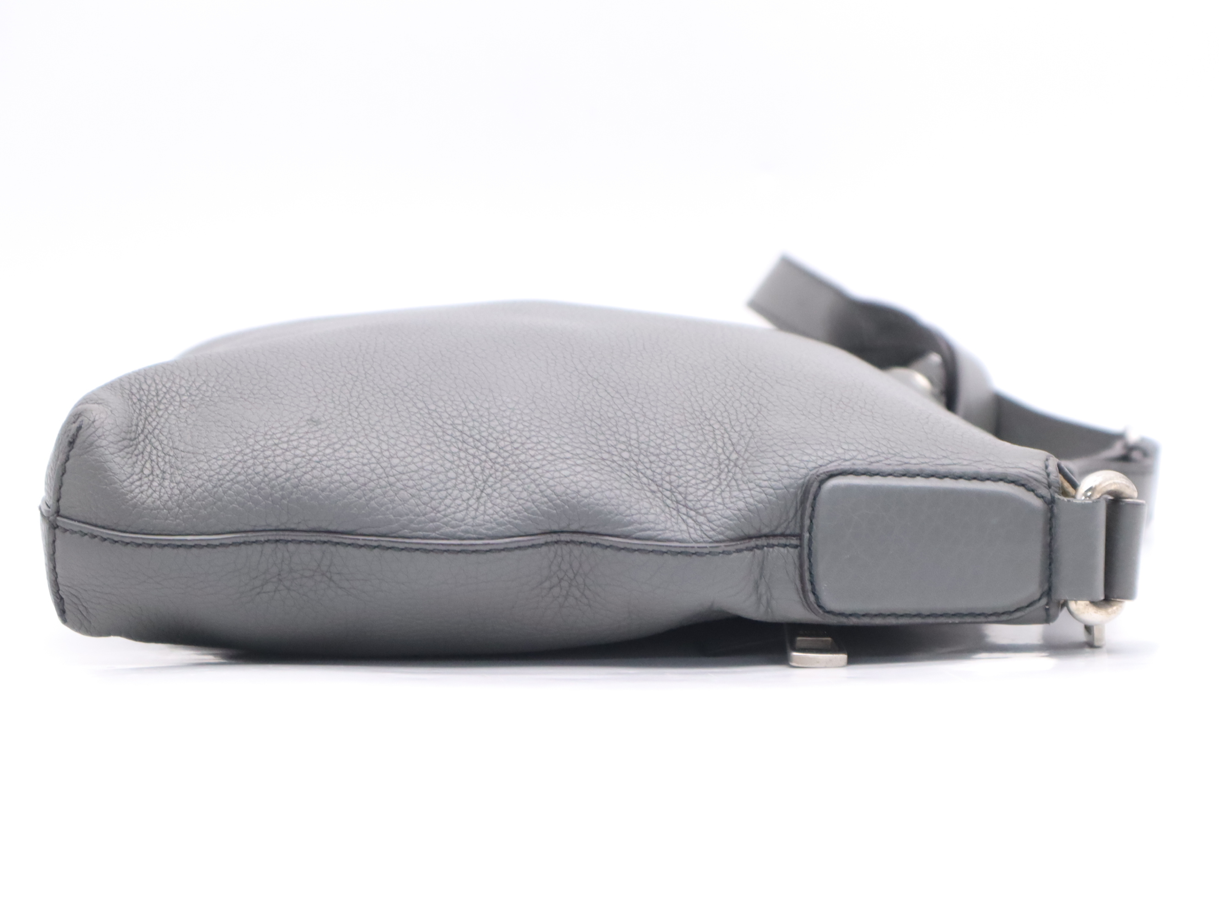 322059 Leather Interlocking G Shoulder Bag, Gray, Silver Hardware — view 5