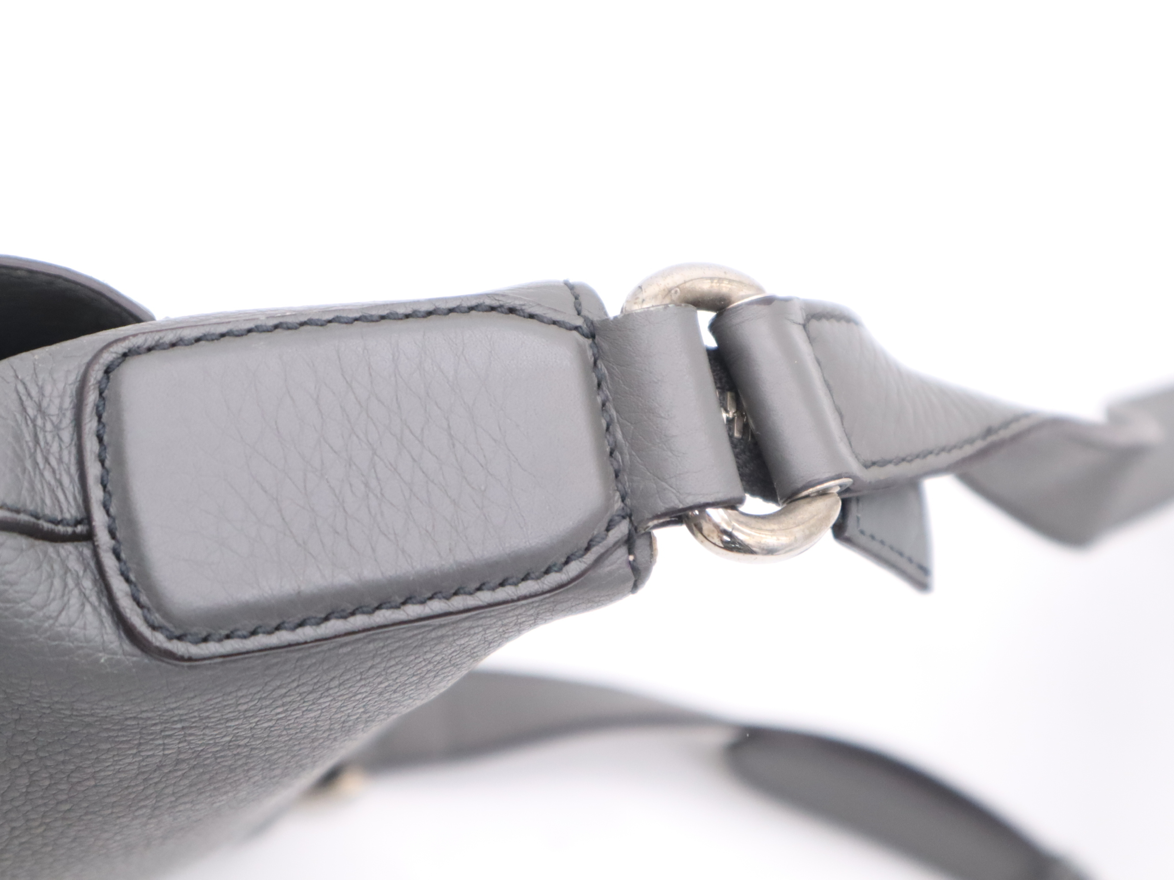 322059 Leather Interlocking G Shoulder Bag, Gray, Silver Hardware — view 8