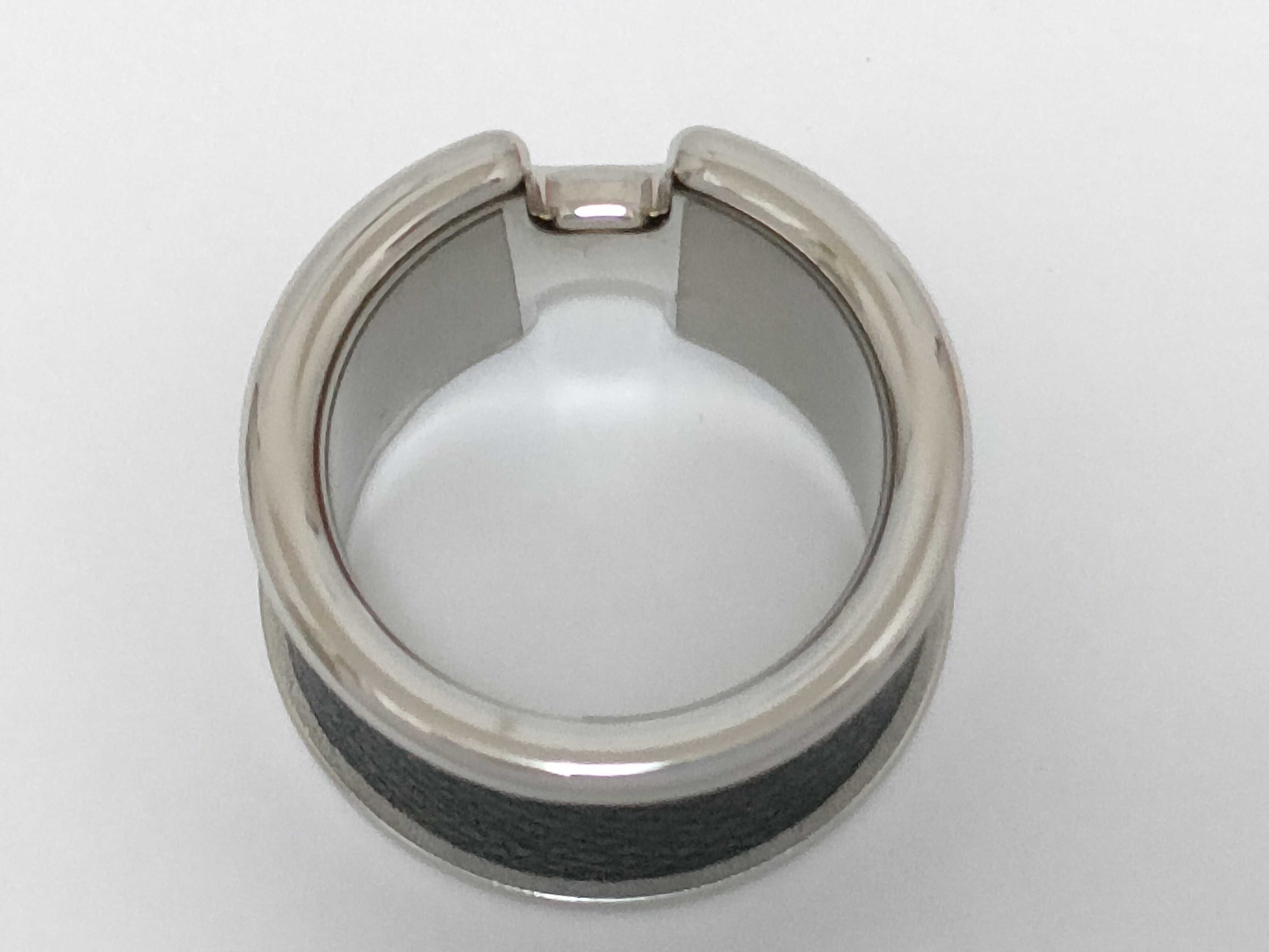 Olympus Ring GM "XS size" Black x Silver hardware Hermes Unused Ring — view 7