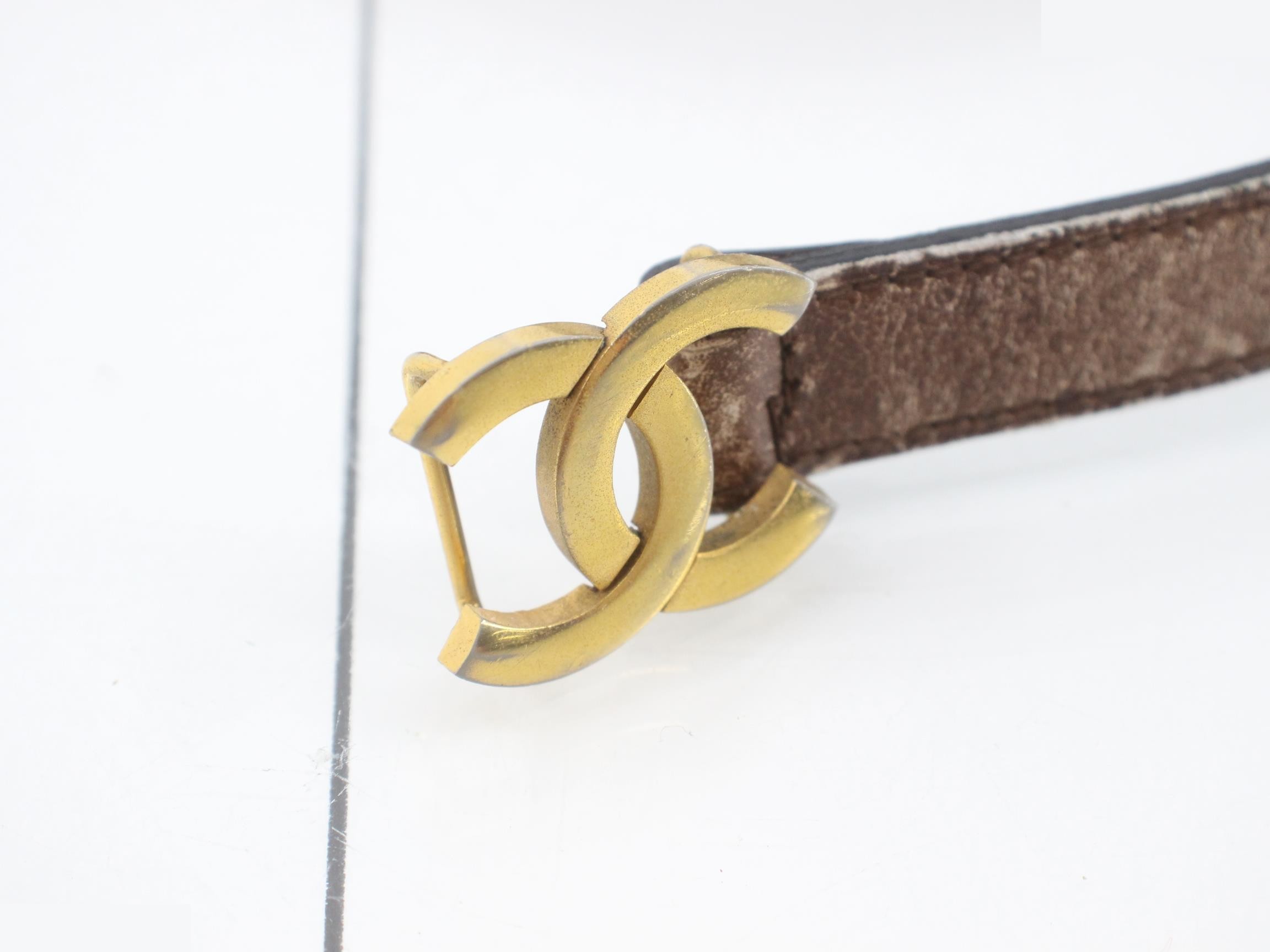 Coco Mark Vintage Buckle Belt, Brown — view 3