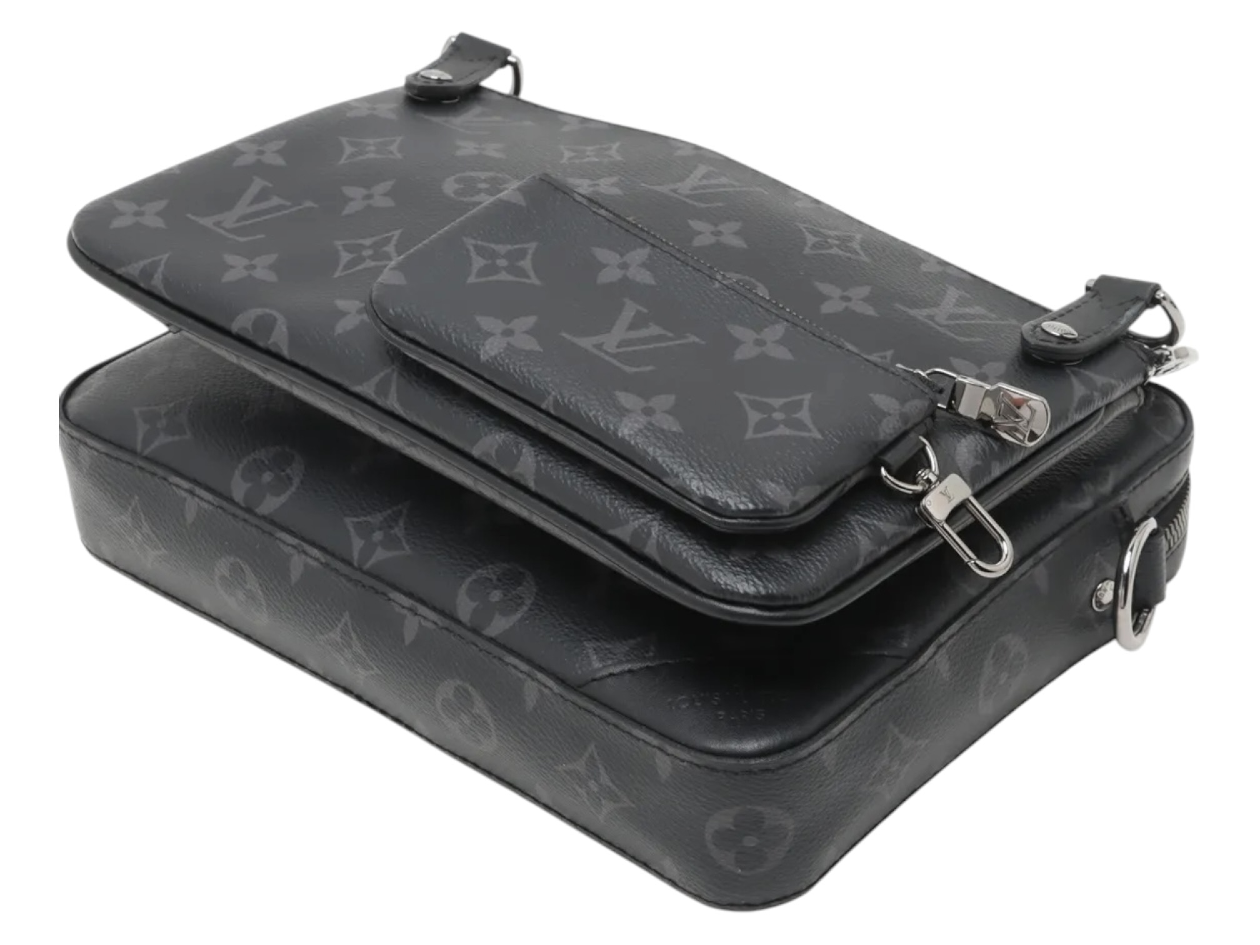 Monogram Eclipse Trio Messenger M69443 Black (RFID detected) Shoulder Bag — view 3
