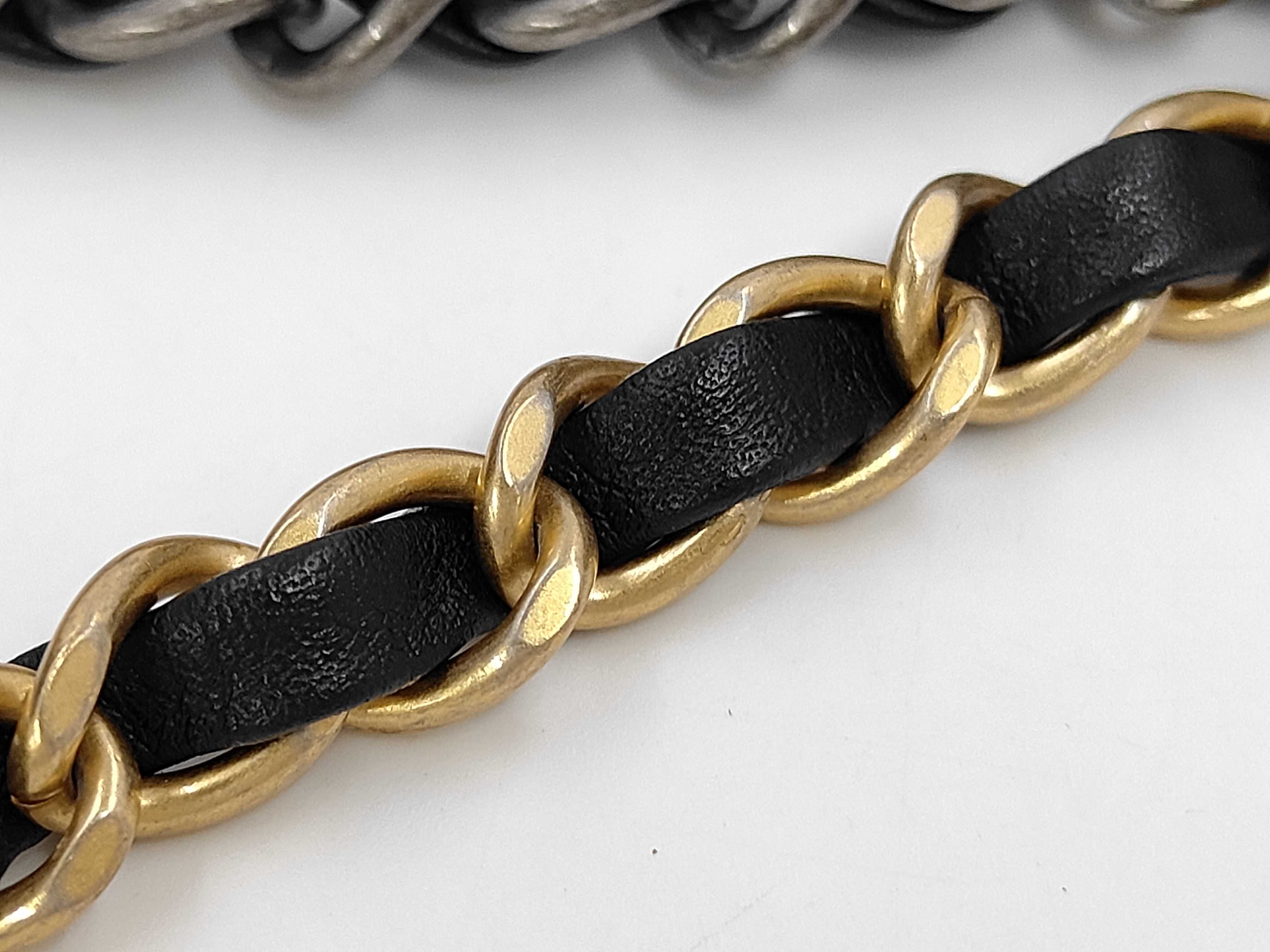 Matelassé Mini Chain Shoulder Bag, Black Lambskin, Paris Motif Charm, Gold Hardware. — view 7