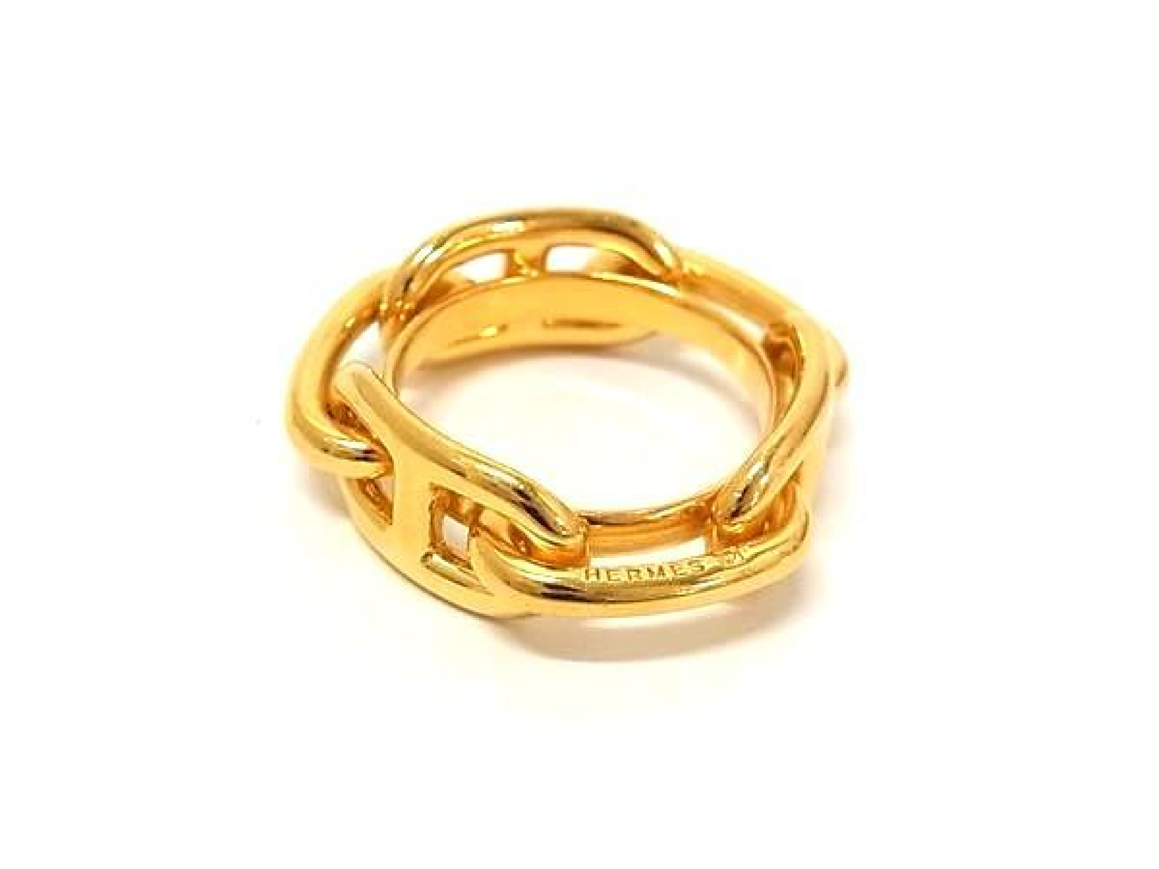 Excellent Condition Hermes Chaine d'Ancre Lucadet Legato Scarf Ring Scarf Holder Accessory Gold Tone FY4009 Other Accessories — view 2