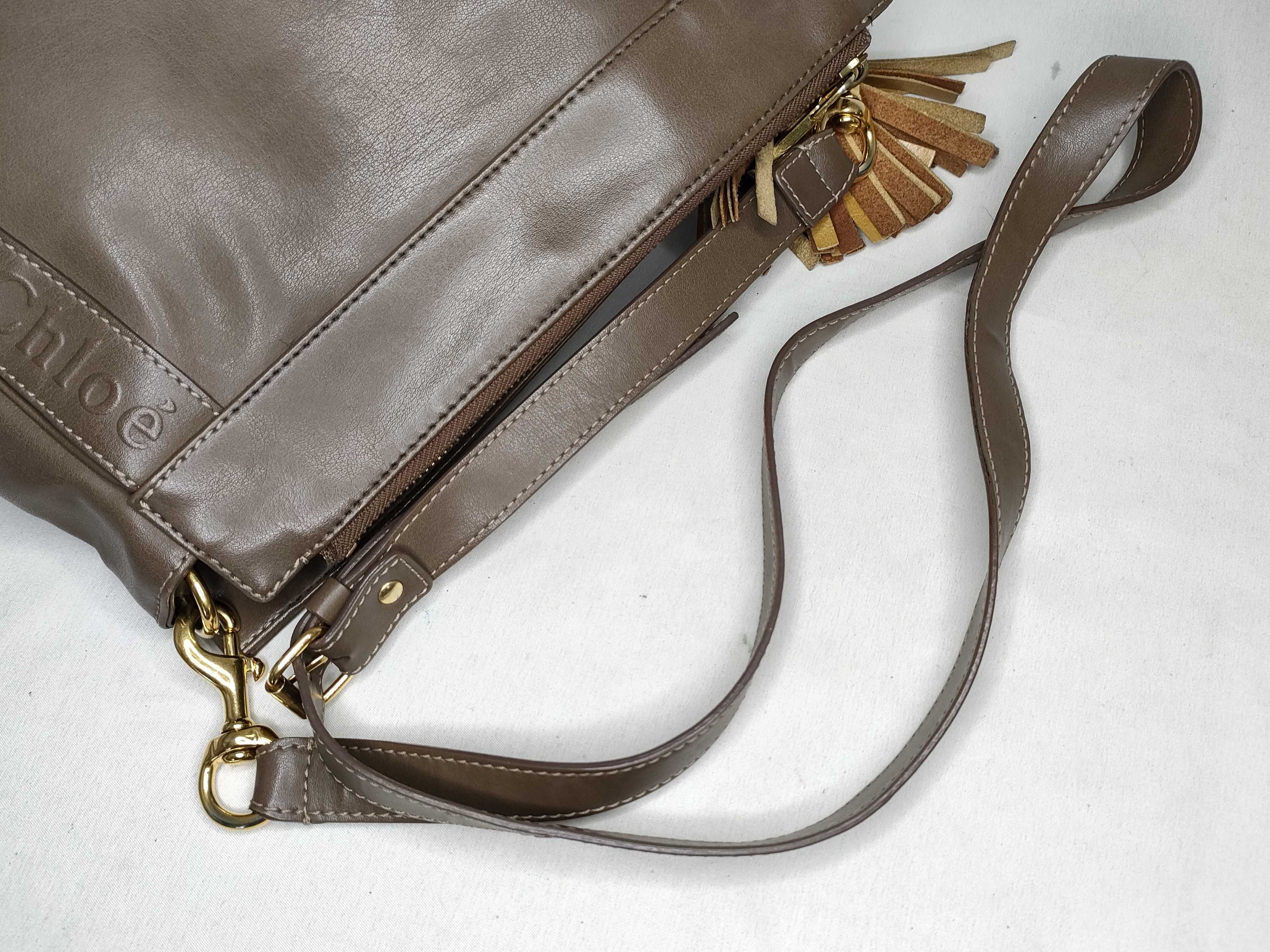 shoulder bag, leather, fringe, brown. — view 3