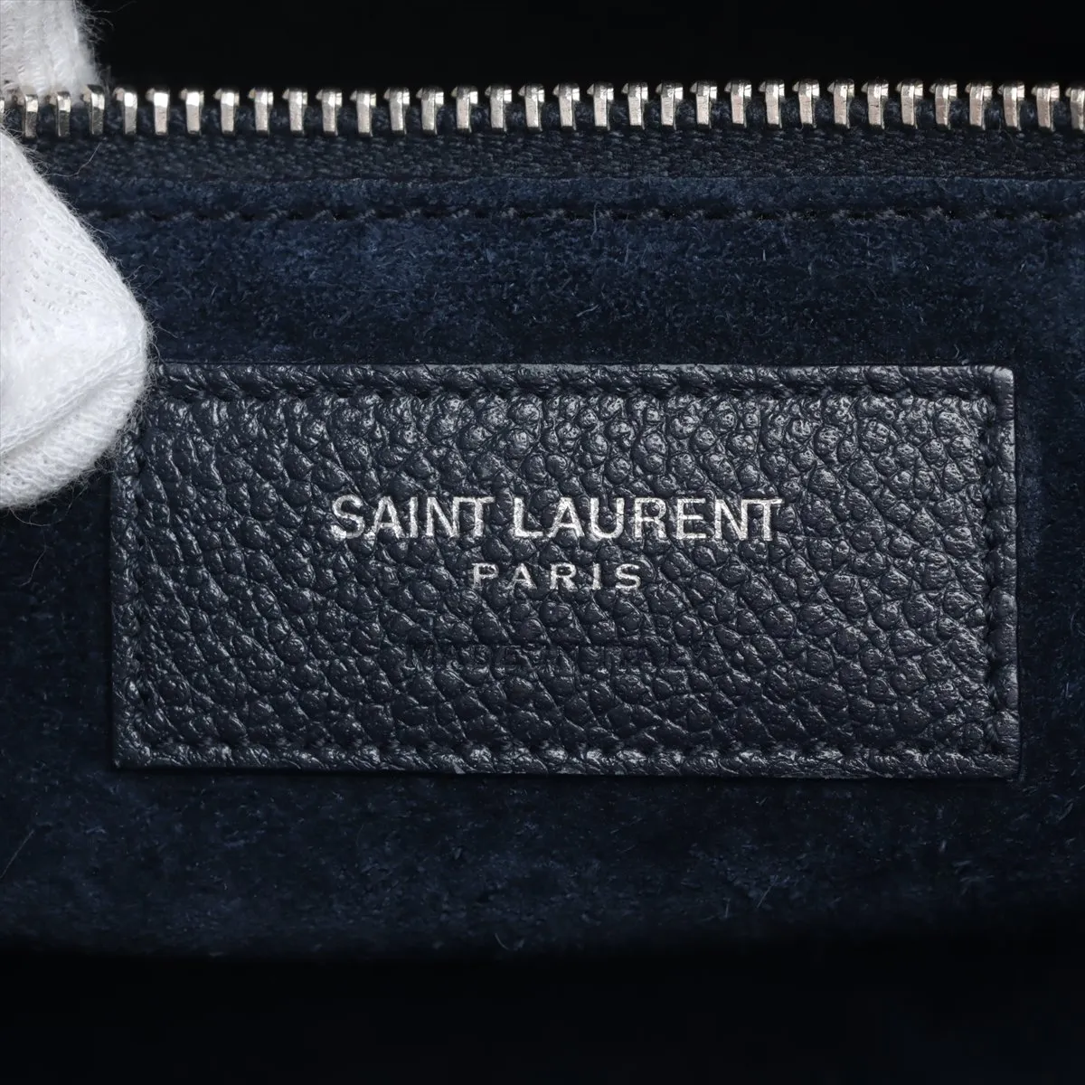 Cabaret Rive Gauche Leather 2-Way Handbag, Navy, 394457 — view 12