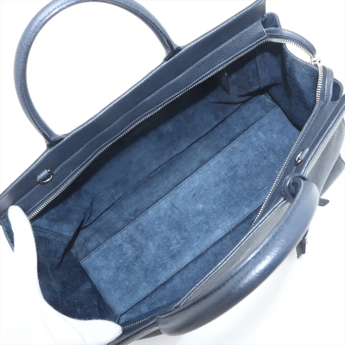 Cabaret Rive Gauche Leather 2-Way Handbag, Navy, 394457 — view 8