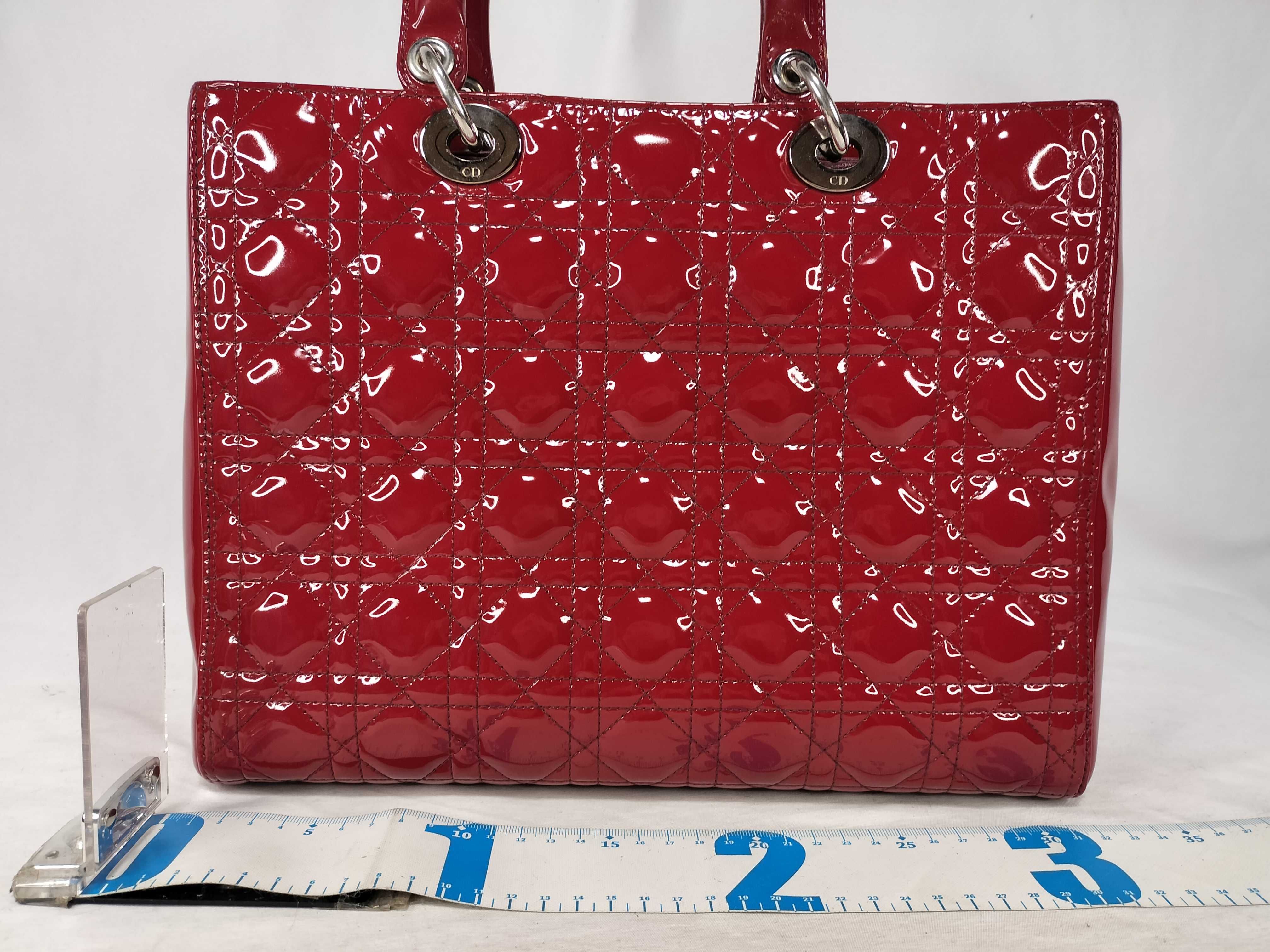 Lady Dior Cannage Large Enamel 2-Way Handbag — view 2