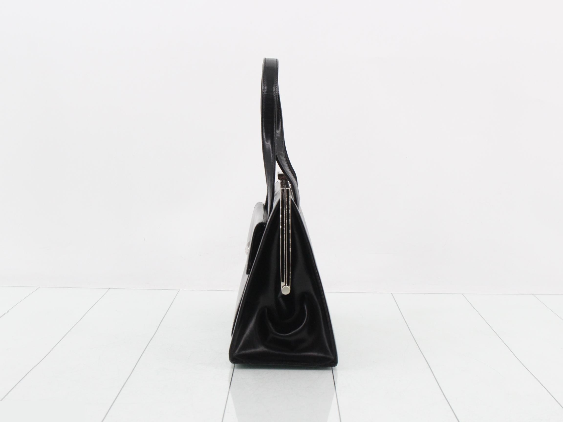 Leather handbag, black — view 3