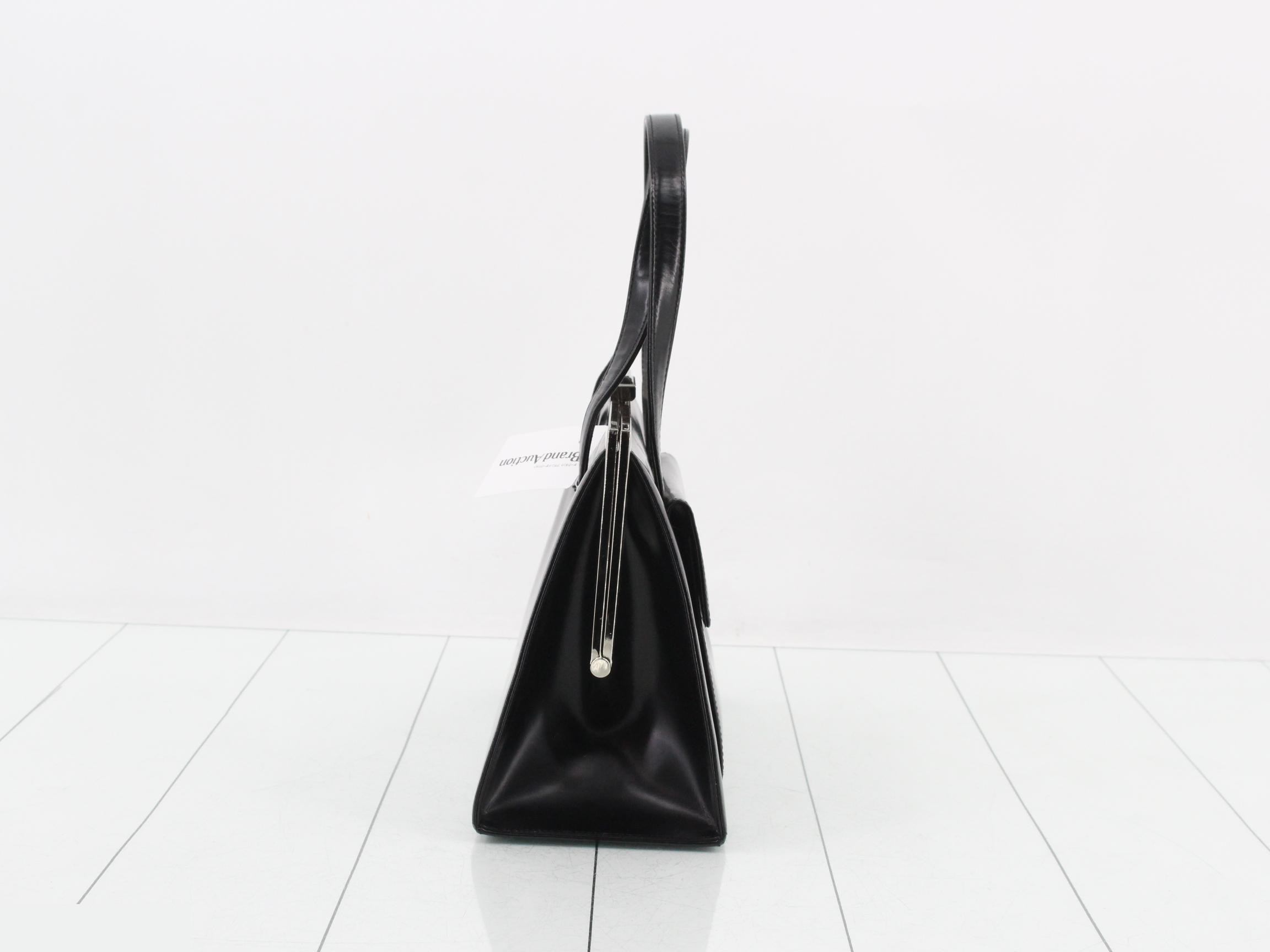 Leather handbag, black — view 4