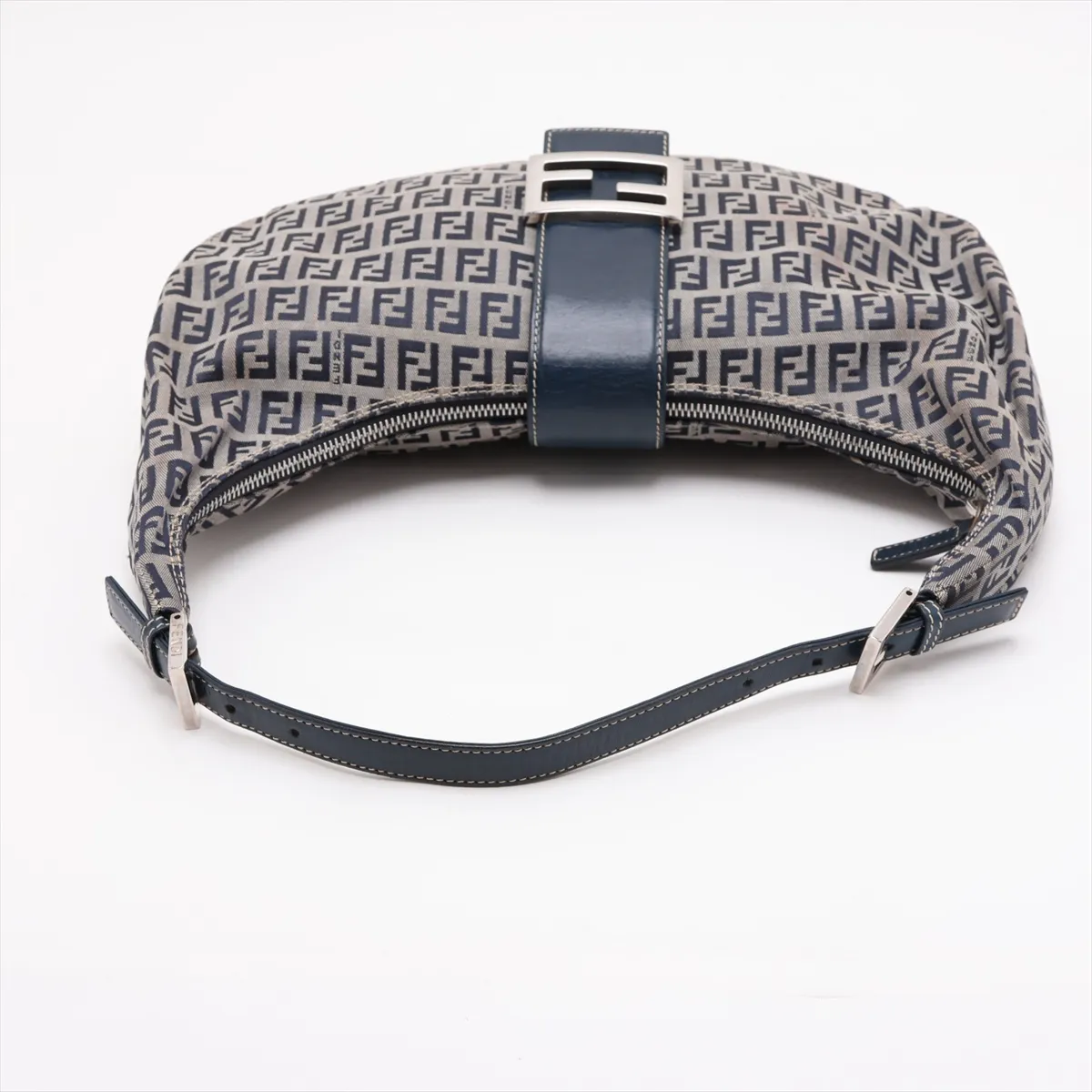 Zucchino Canvas x Leather Shoulder Bag, Navy — view 5