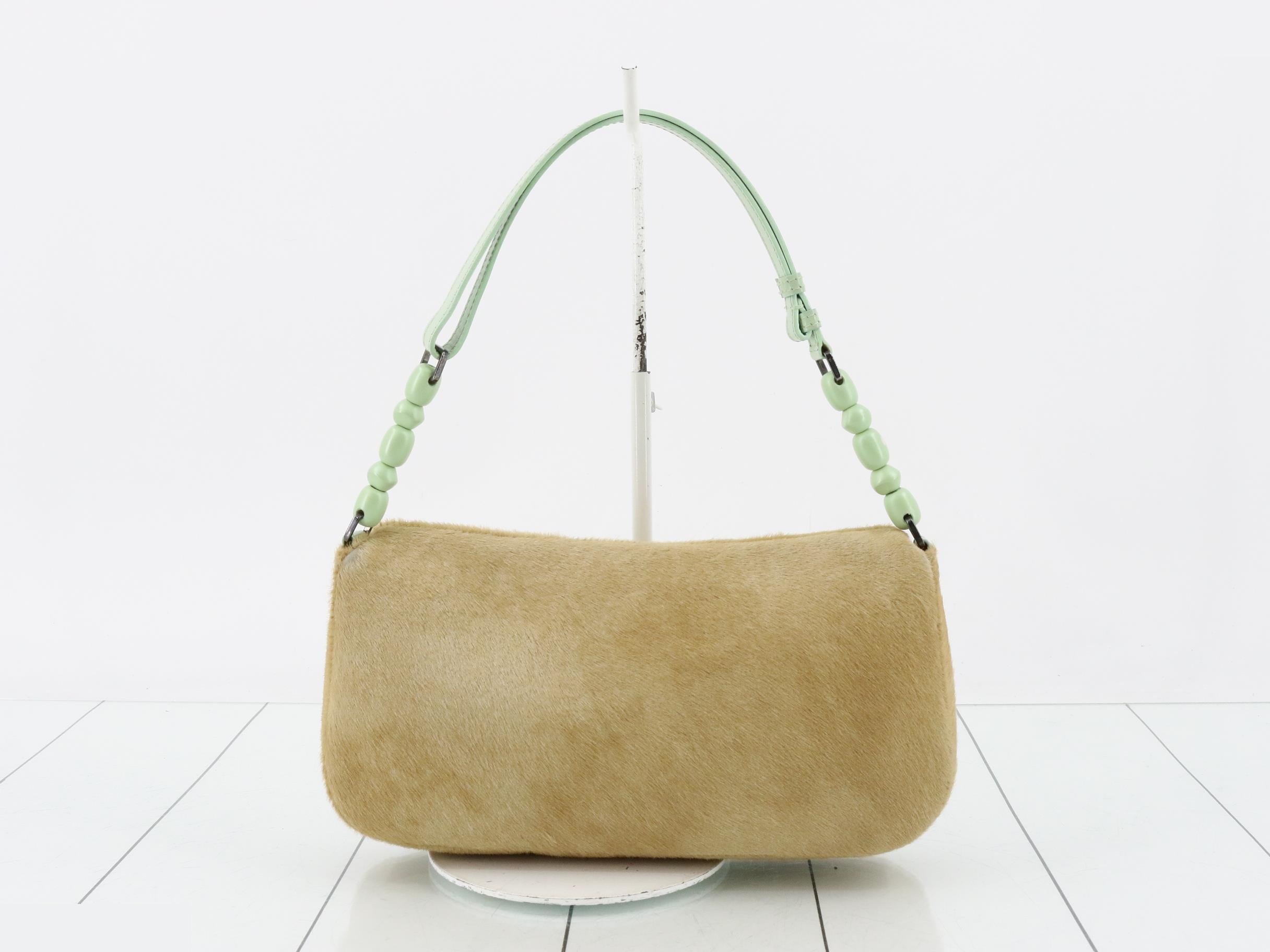 Maris Flap Bag, Calf Hair/Enamel, Brown x Green, Silver Hardware, Dust Bag Included — view 2