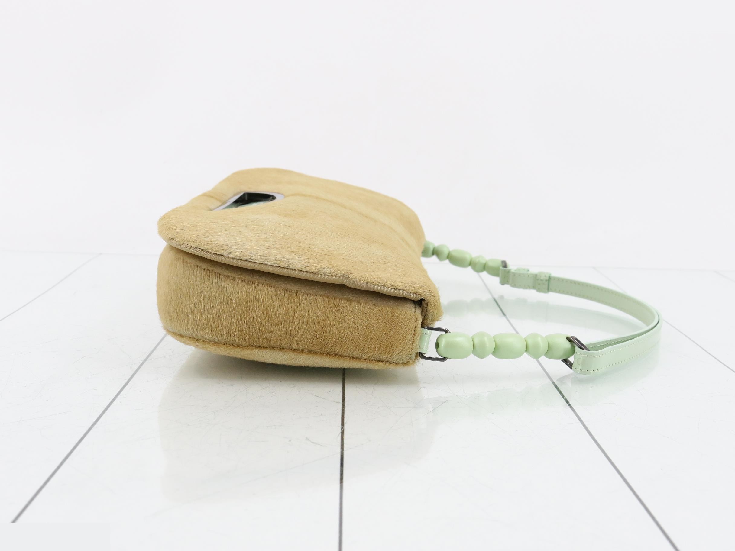 Maris Flap Bag, Calf Hair/Enamel, Brown x Green, Silver Hardware, Dust Bag Included — view 3