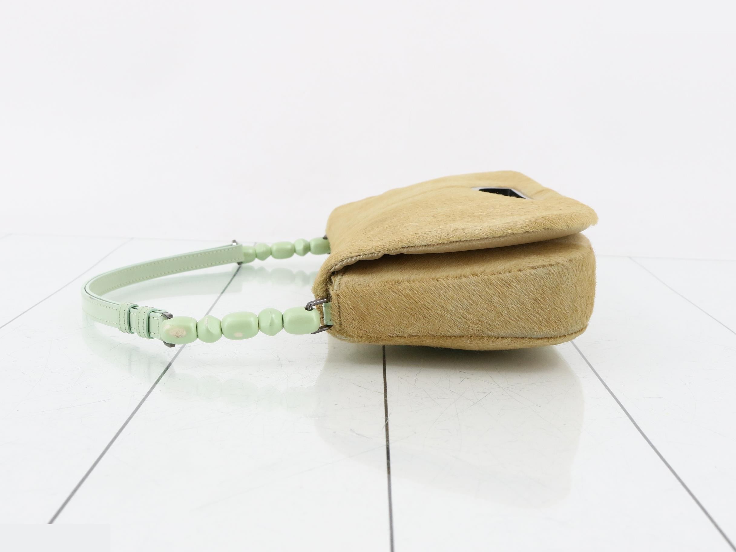 Maris Flap Bag, Calf Hair/Enamel, Brown x Green, Silver Hardware, Dust Bag Included — view 4