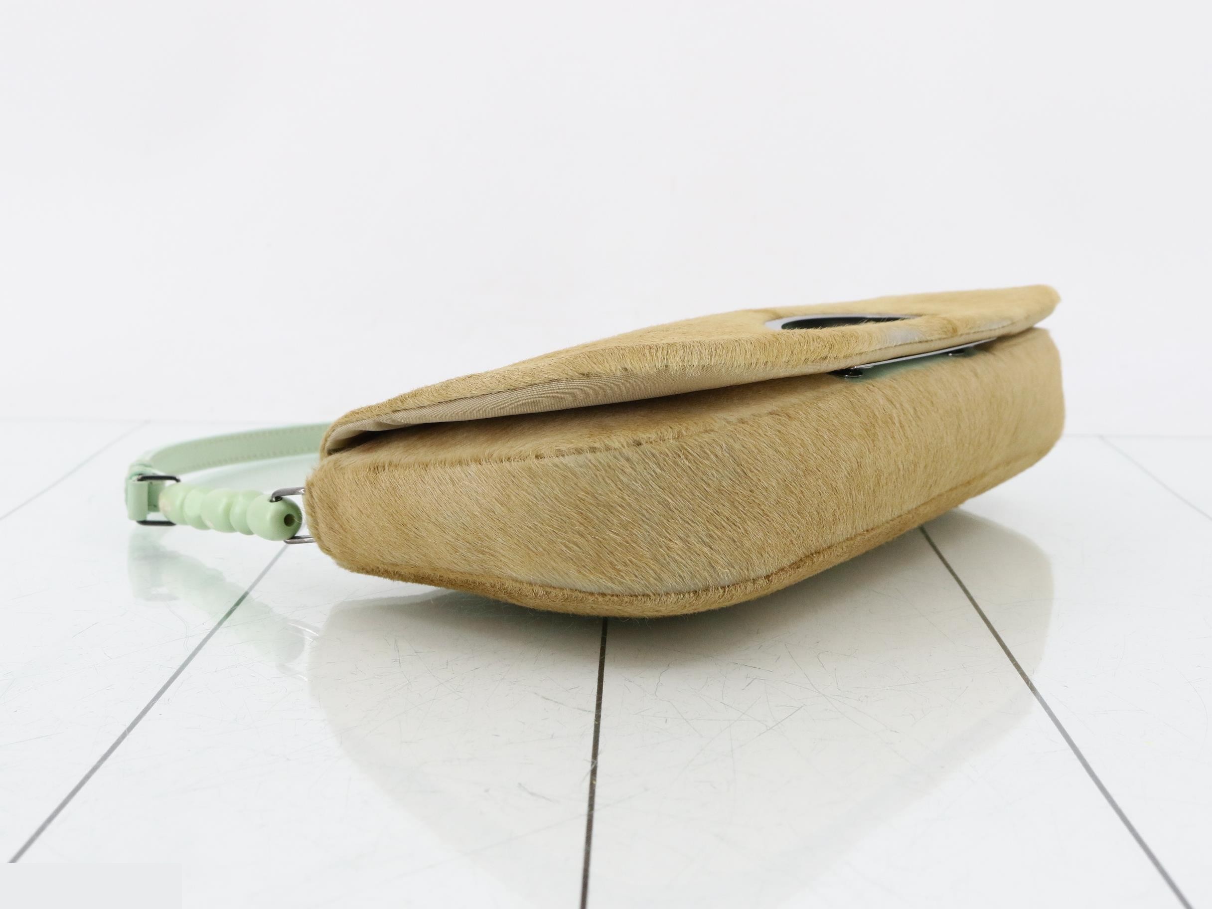 Maris Flap Bag, Calf Hair/Enamel, Brown x Green, Silver Hardware, Dust Bag Included — view 5