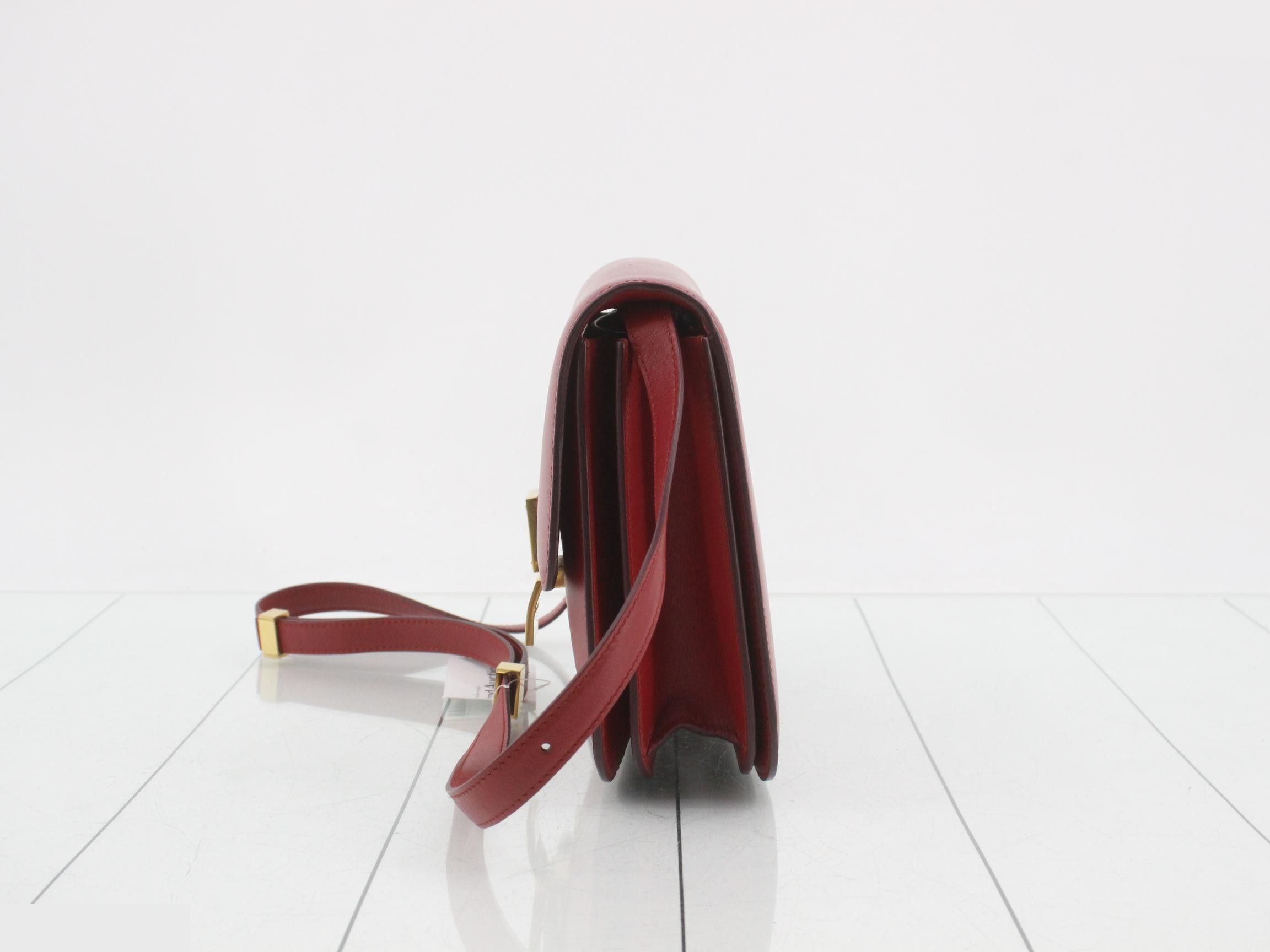 Classic Box Leather Shoulder Bag, Red — view 3