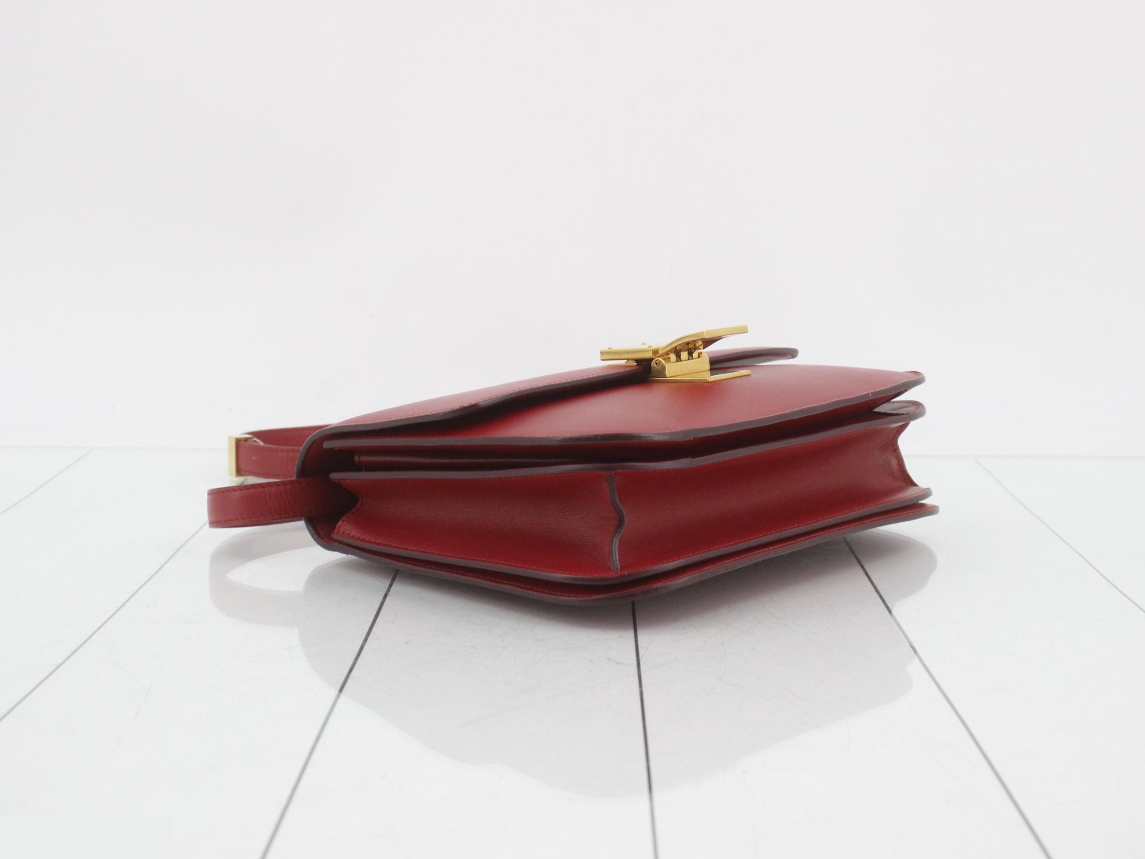 Classic Box Leather Shoulder Bag, Red — view 5