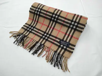 Scarf, Checkered Beige, Other Accessories
