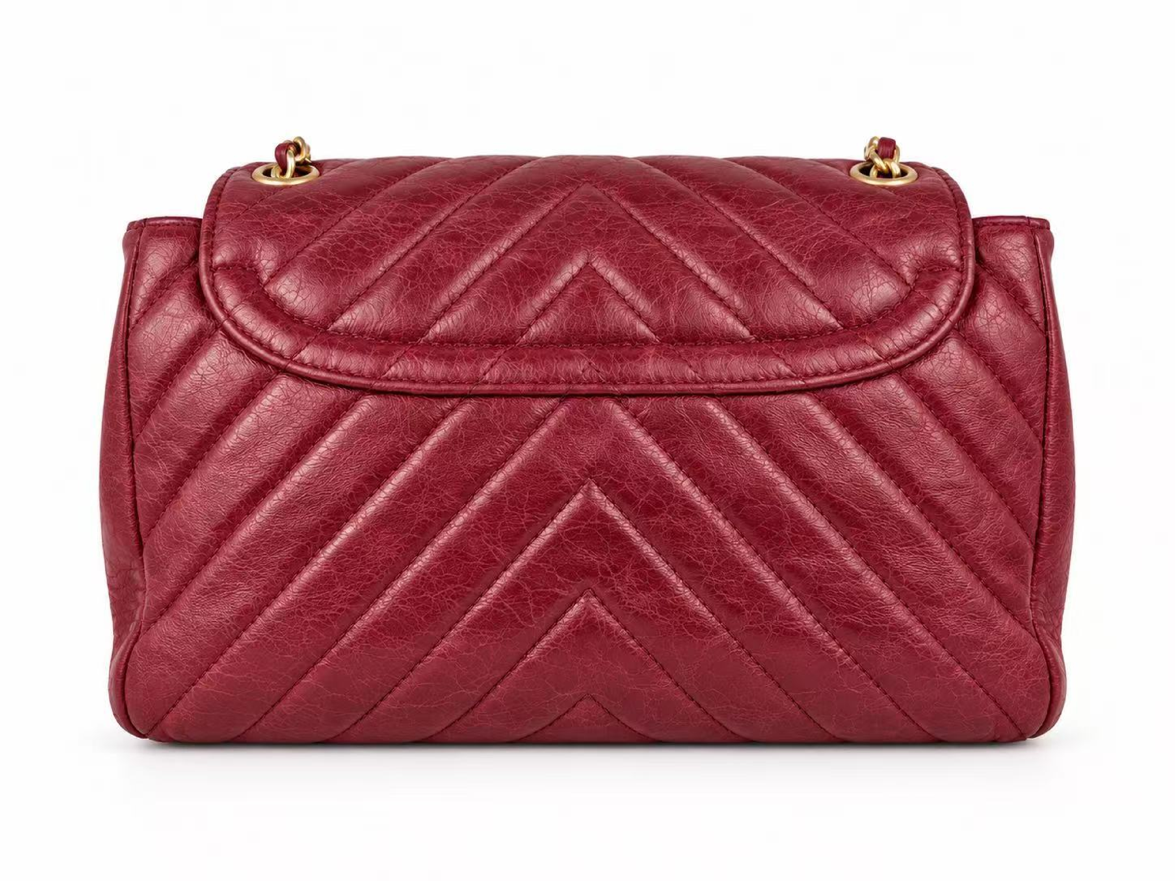 Chevron V-stitch Coco Mark Turnlock Double Chain Shoulder Bag — view 2