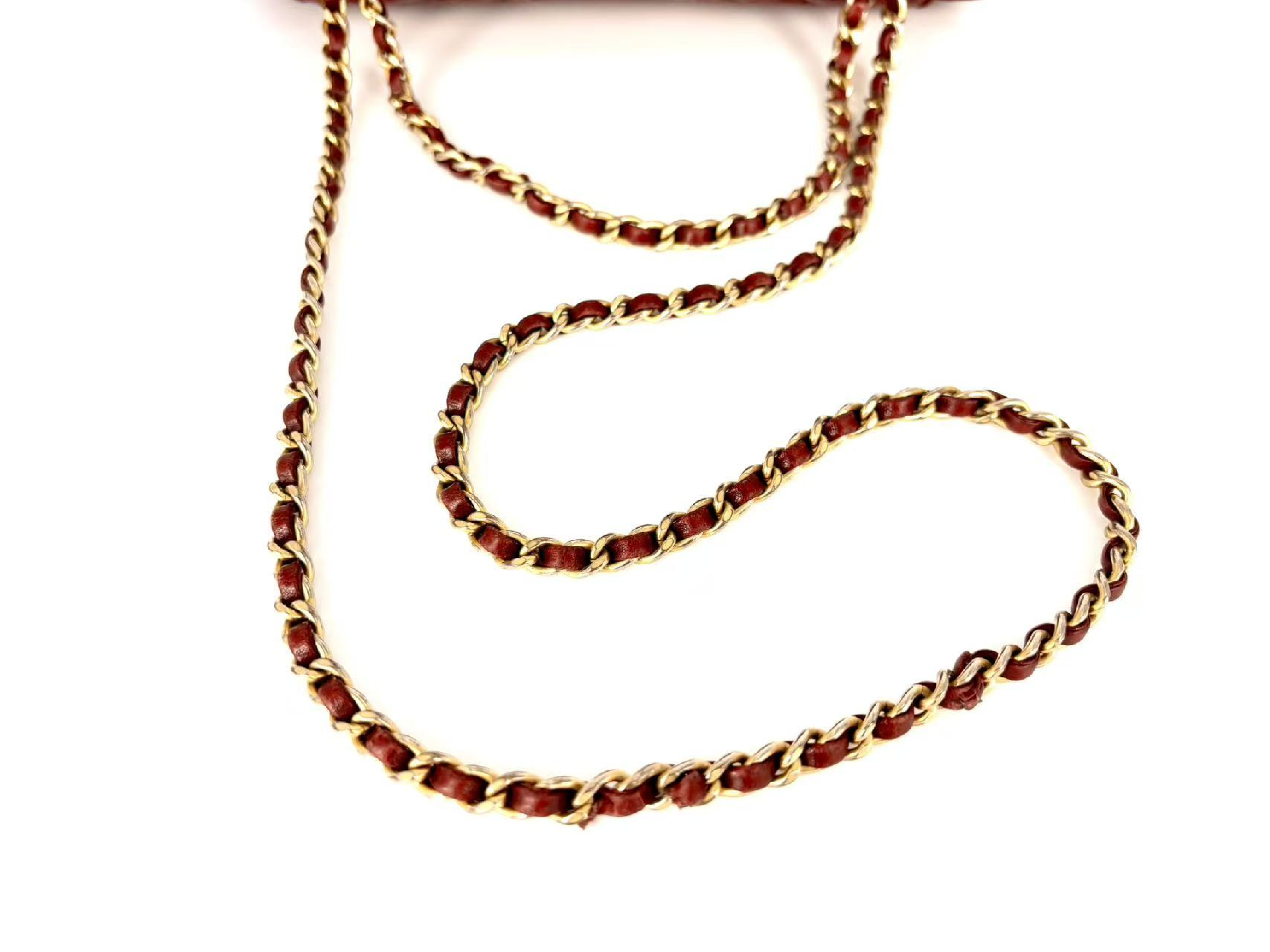 Chevron V-stitch Coco Mark Turnlock Double Chain Shoulder Bag — view 12