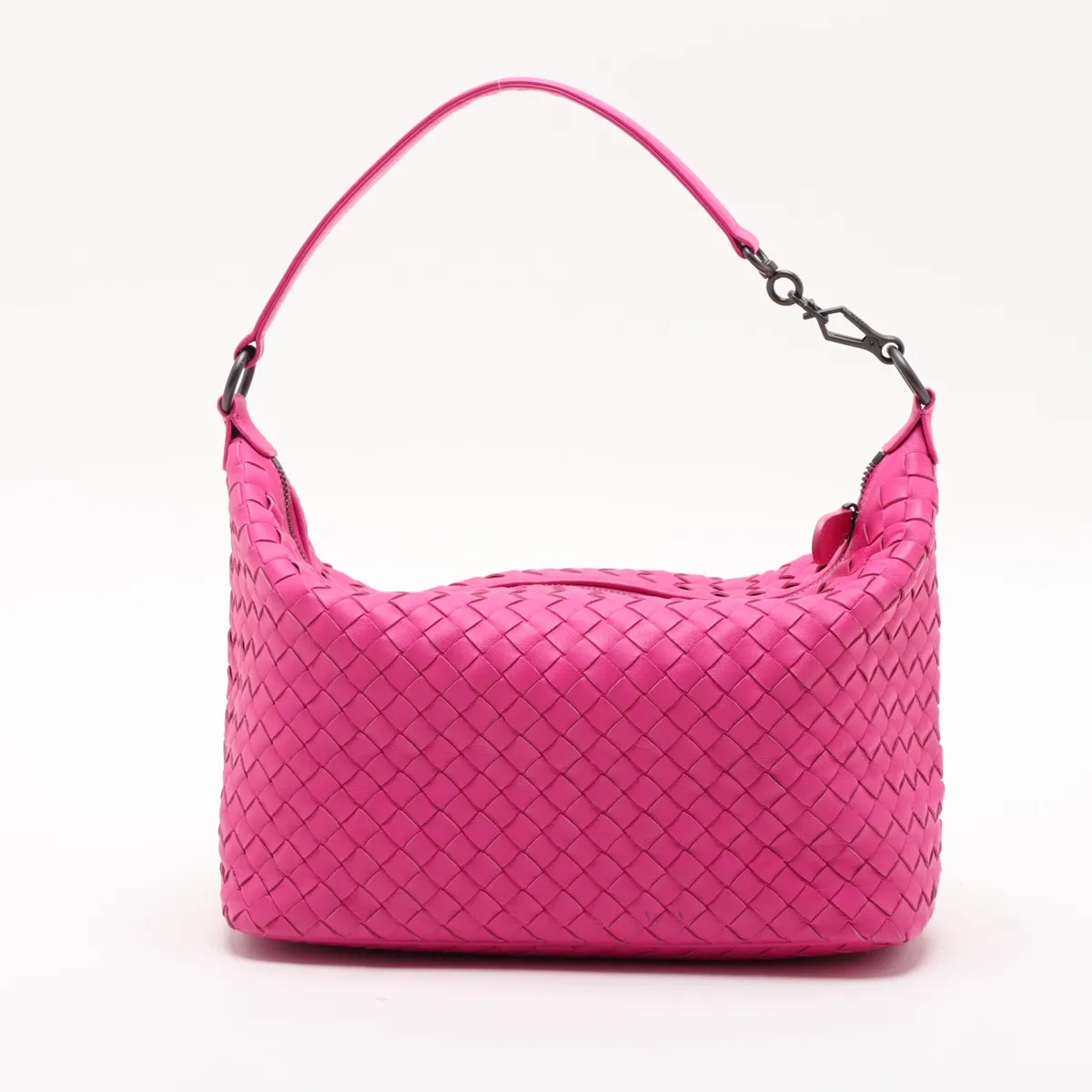 Intrecciato Leather Shoulder Bag, Pink — view 2