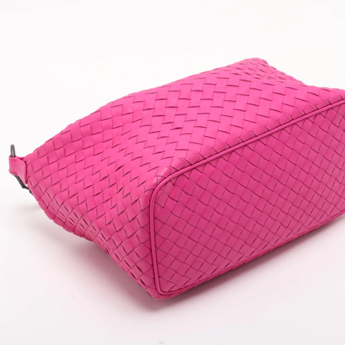 Intrecciato Leather Shoulder Bag, Pink — view 4